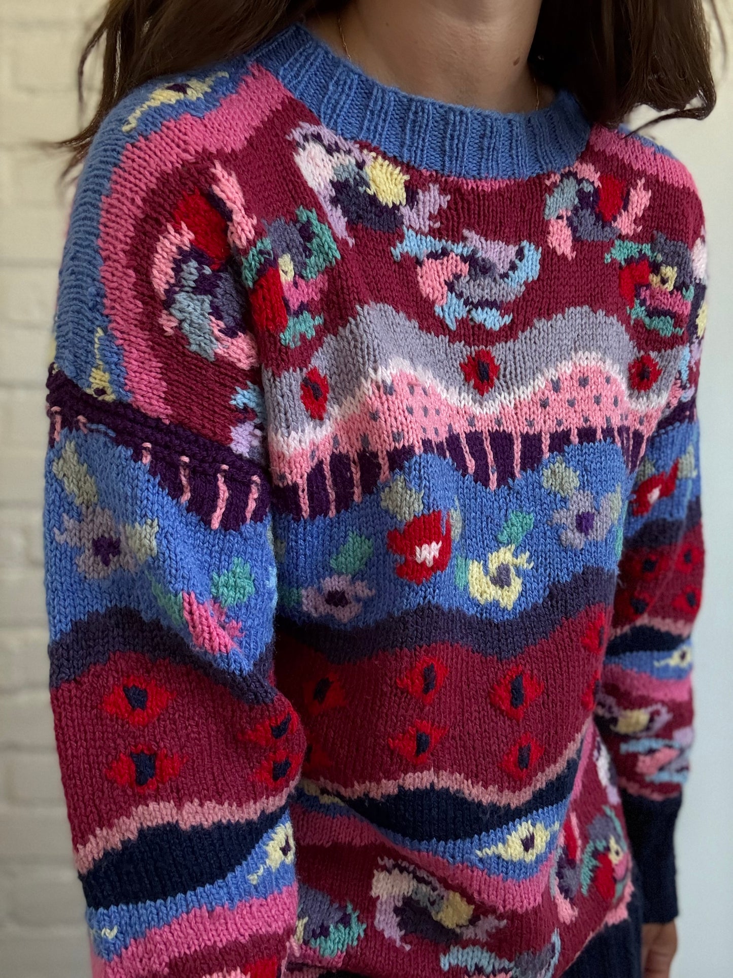 Vintage Abstract Knit Sweater - Size L