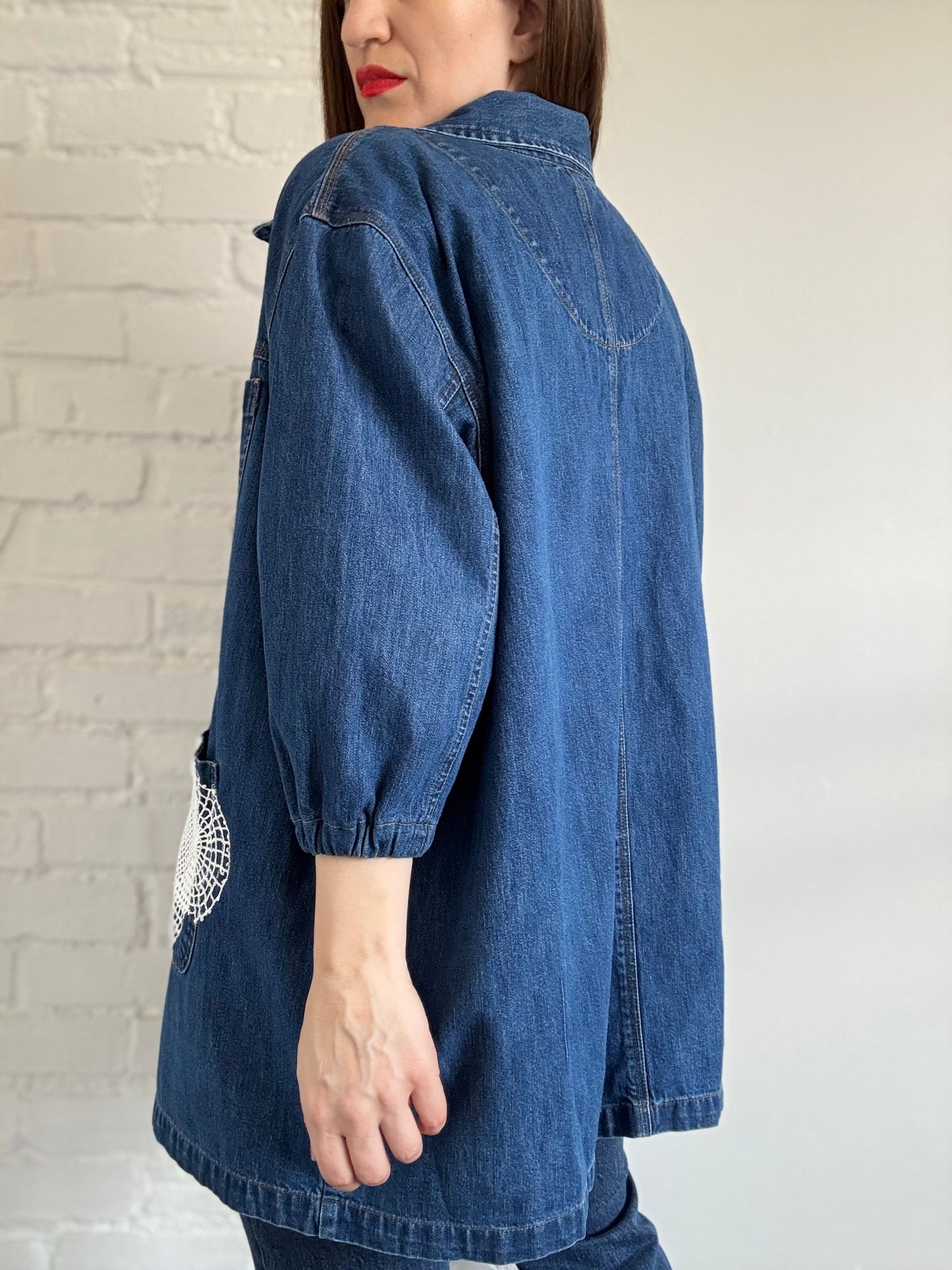 Boho Denim Jean Jacket - Sz. L