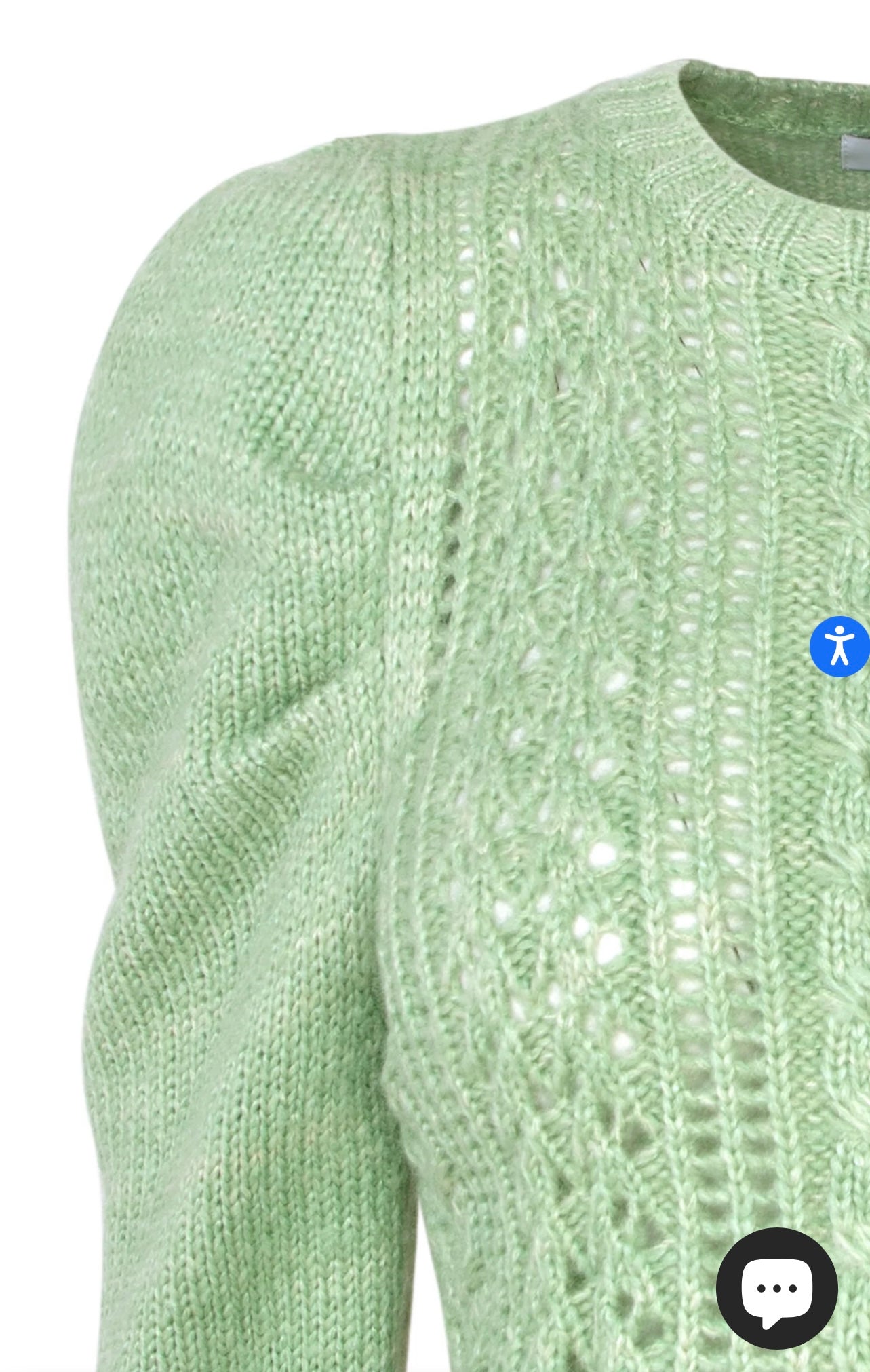 Sage Pointelle Crew Neck Sweater - Size L