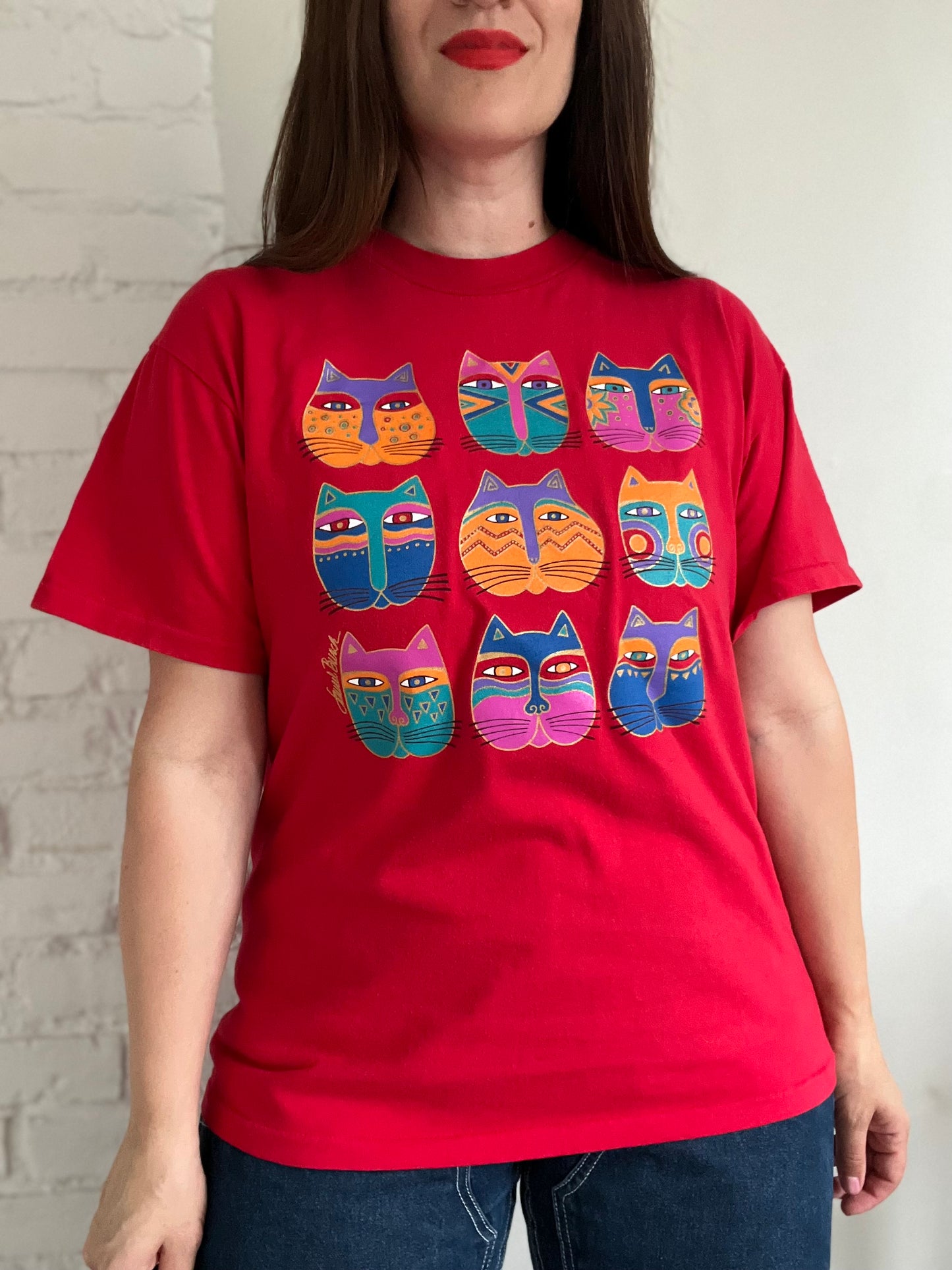 90s Laurel Burch Cat Lovers T-Shirt - Size L