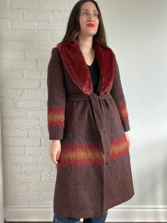 Vintage Textured Trench Coat - S