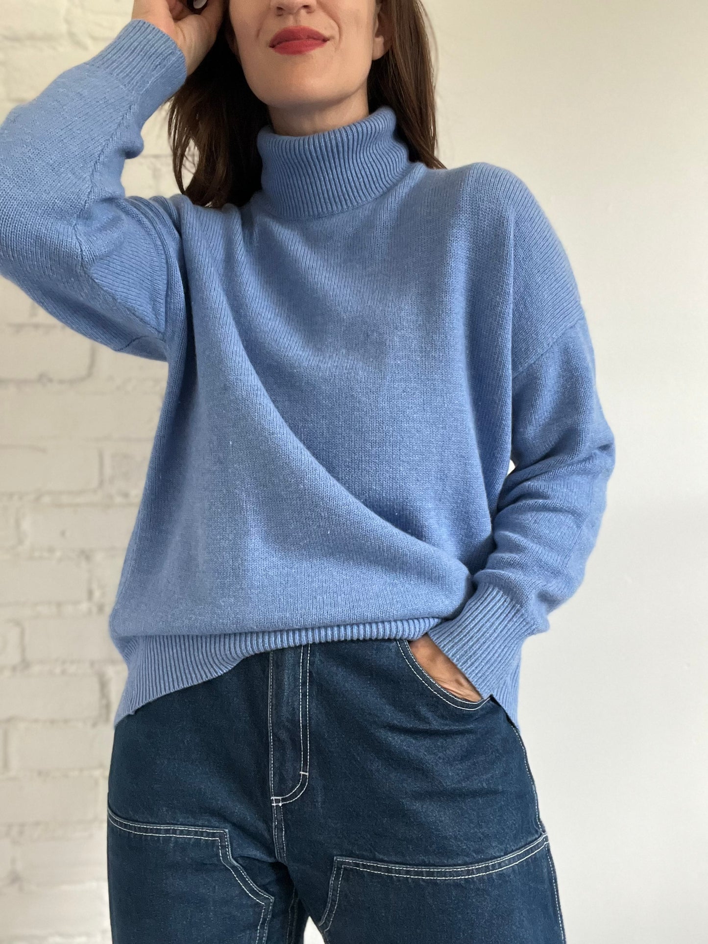 Long Turtleneck Wool Sweater - S (oversized)