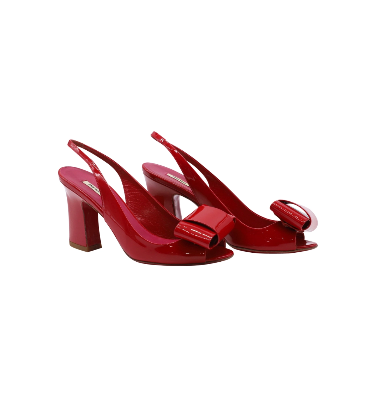Miu Miu Vernice Red Slingback Shoes - 9 or 39.5