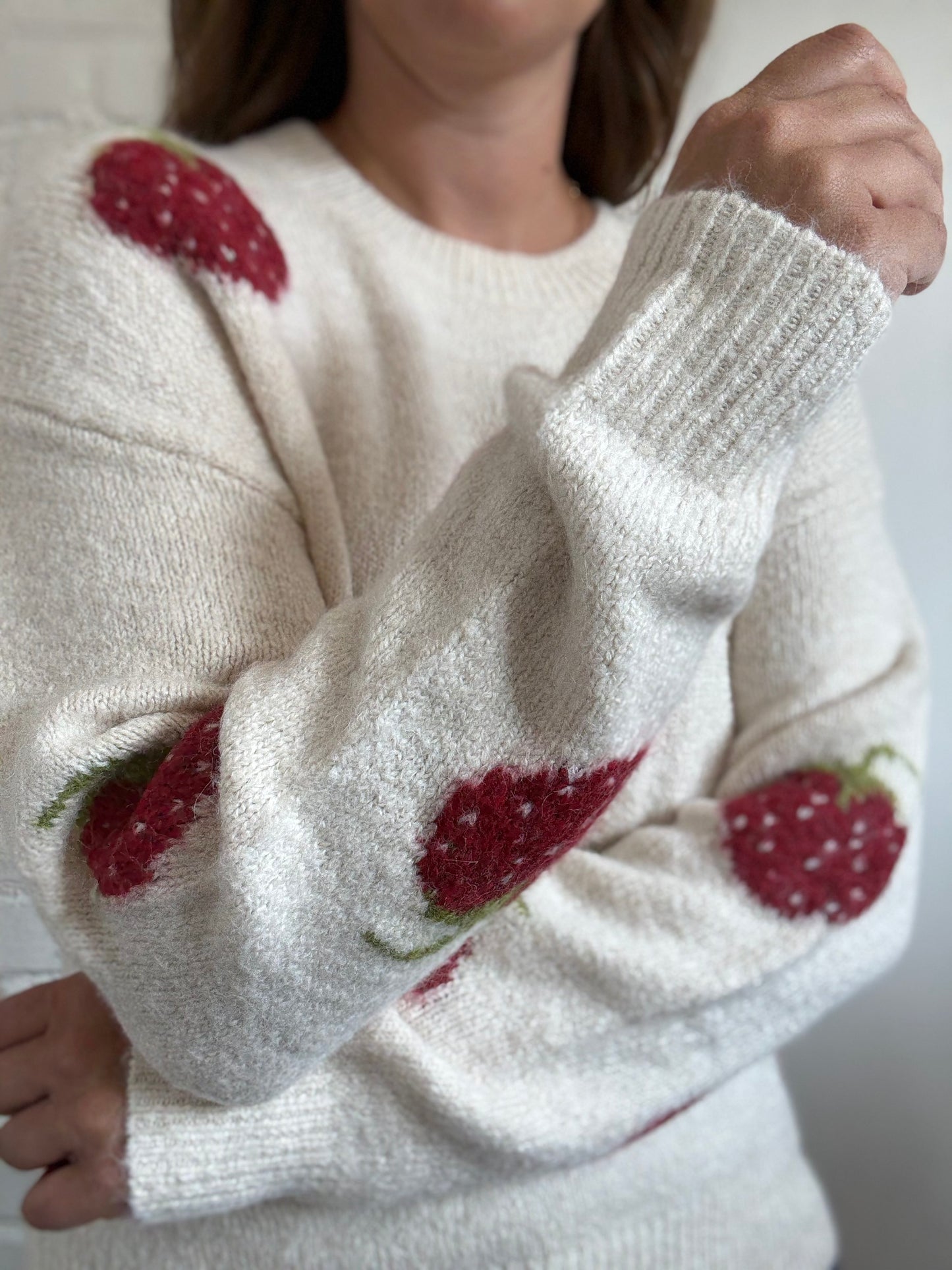 Strawberry Fluffy Sweater - Size M