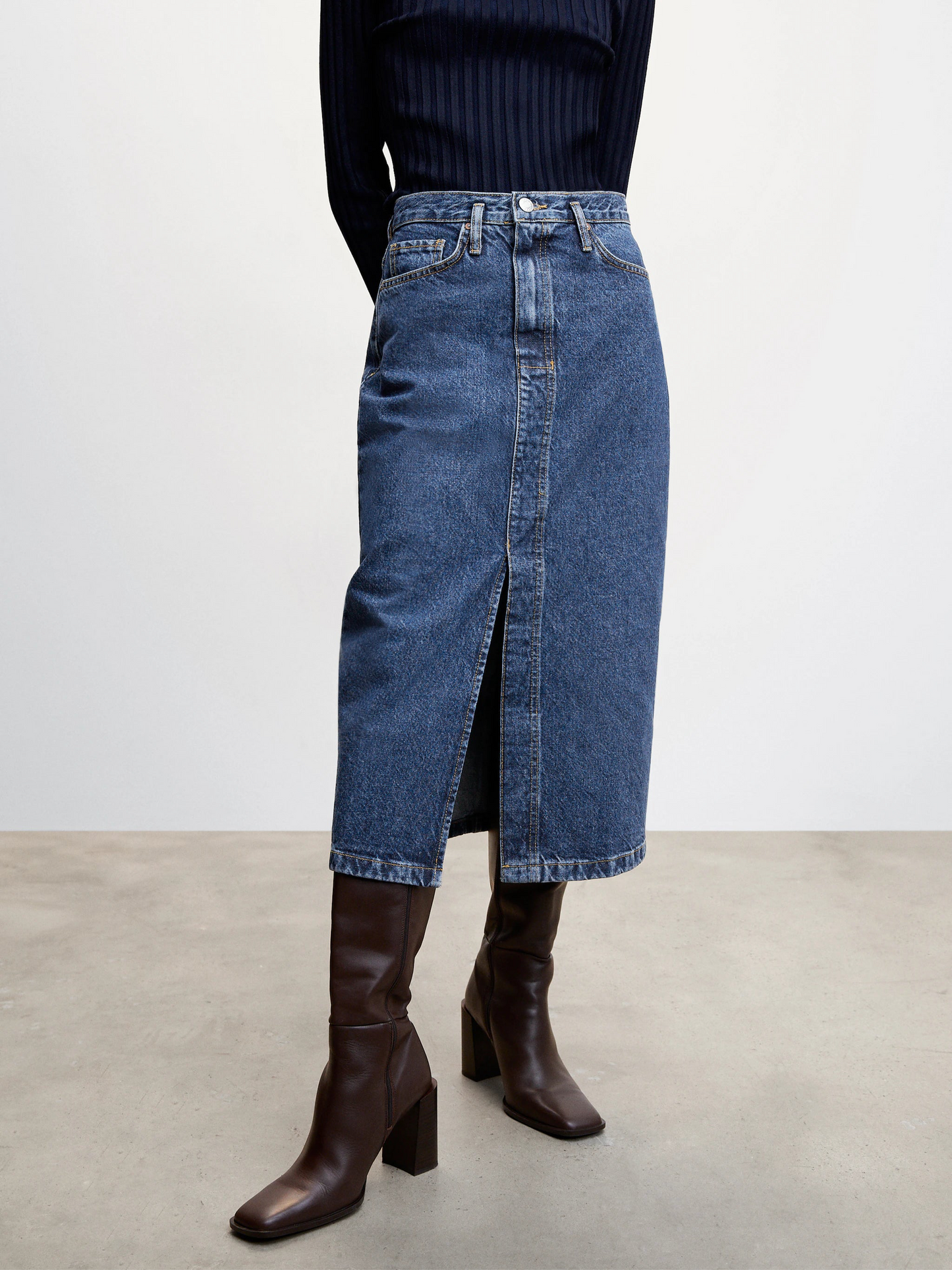 Denim Midi Skirt - Sz.L