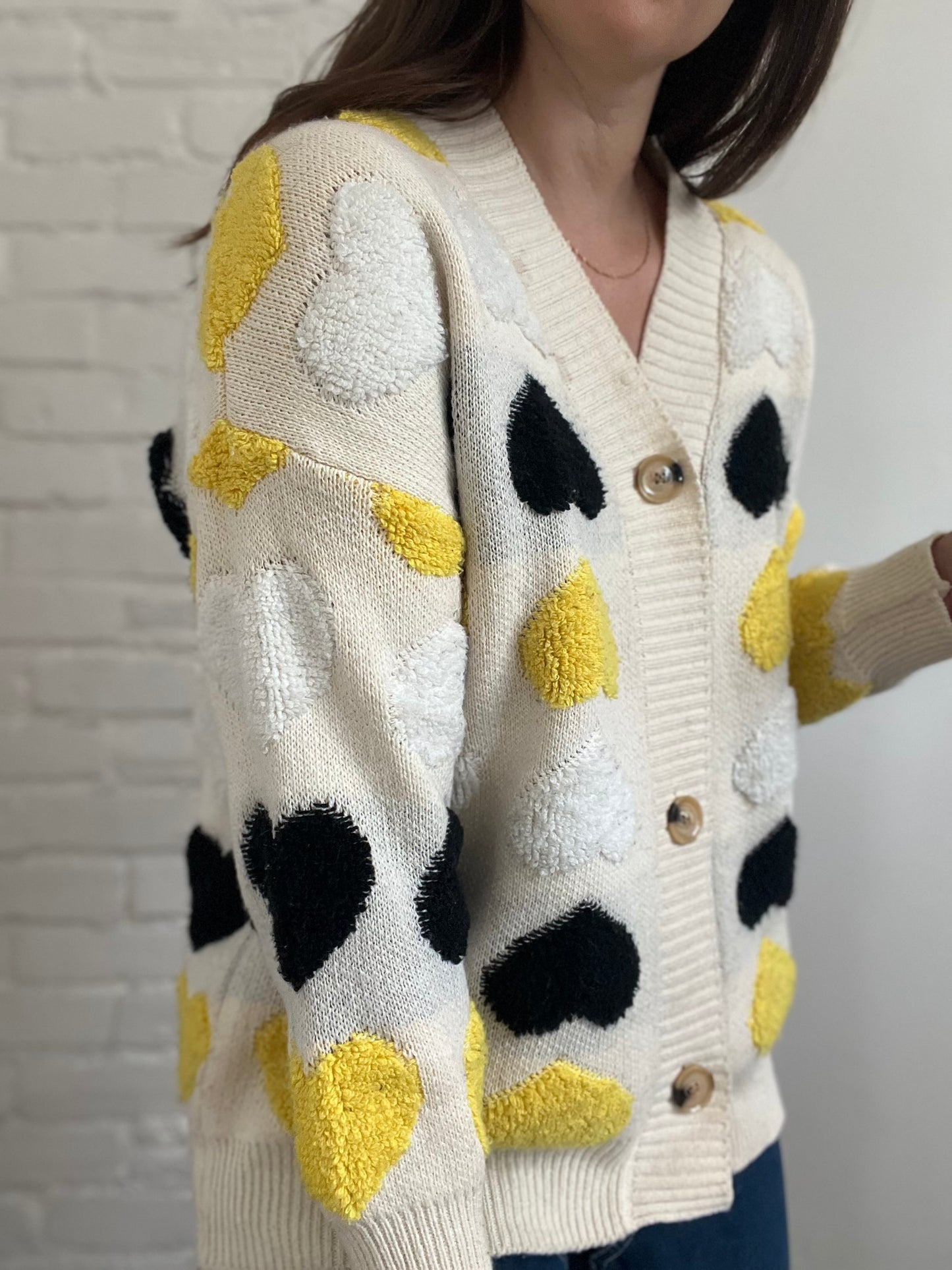 Plush Heart Cardigan - L