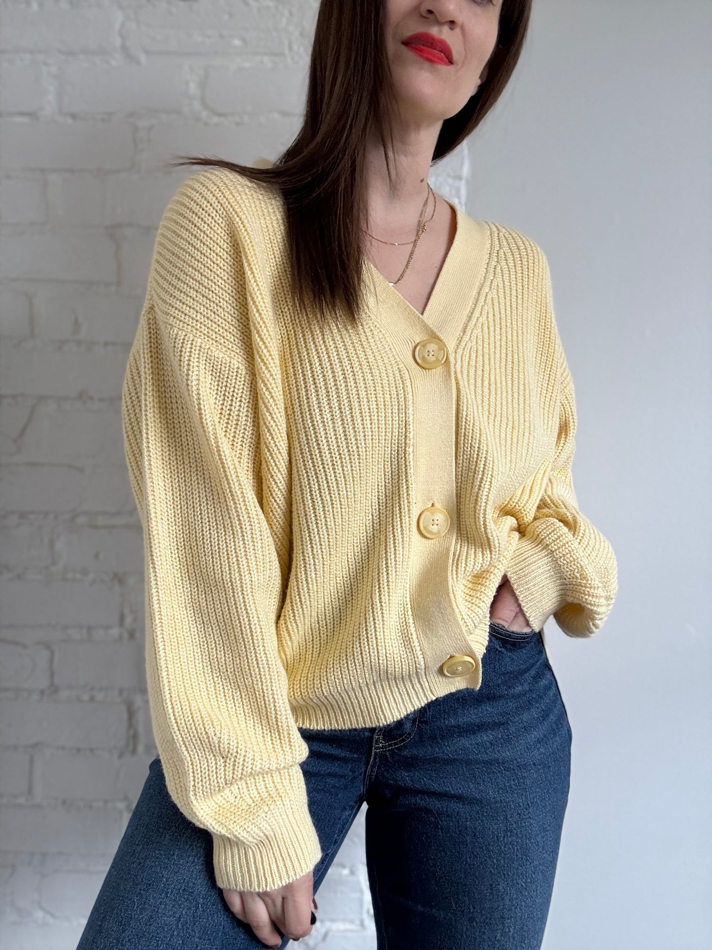 Butter Yellow Knit Cardigan - Sz. XXL