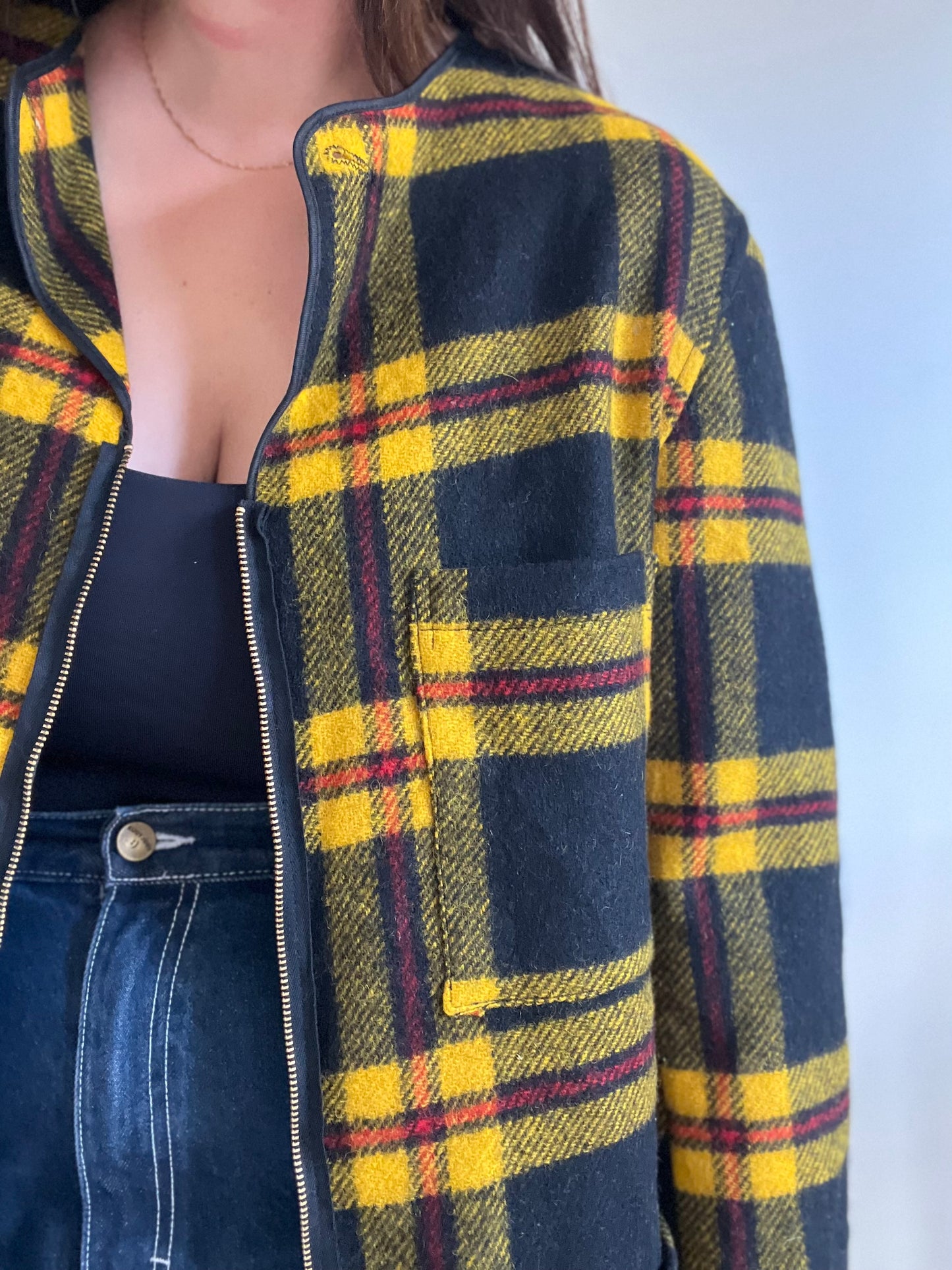 Vintage Plaid Light Overcoat - Size XL