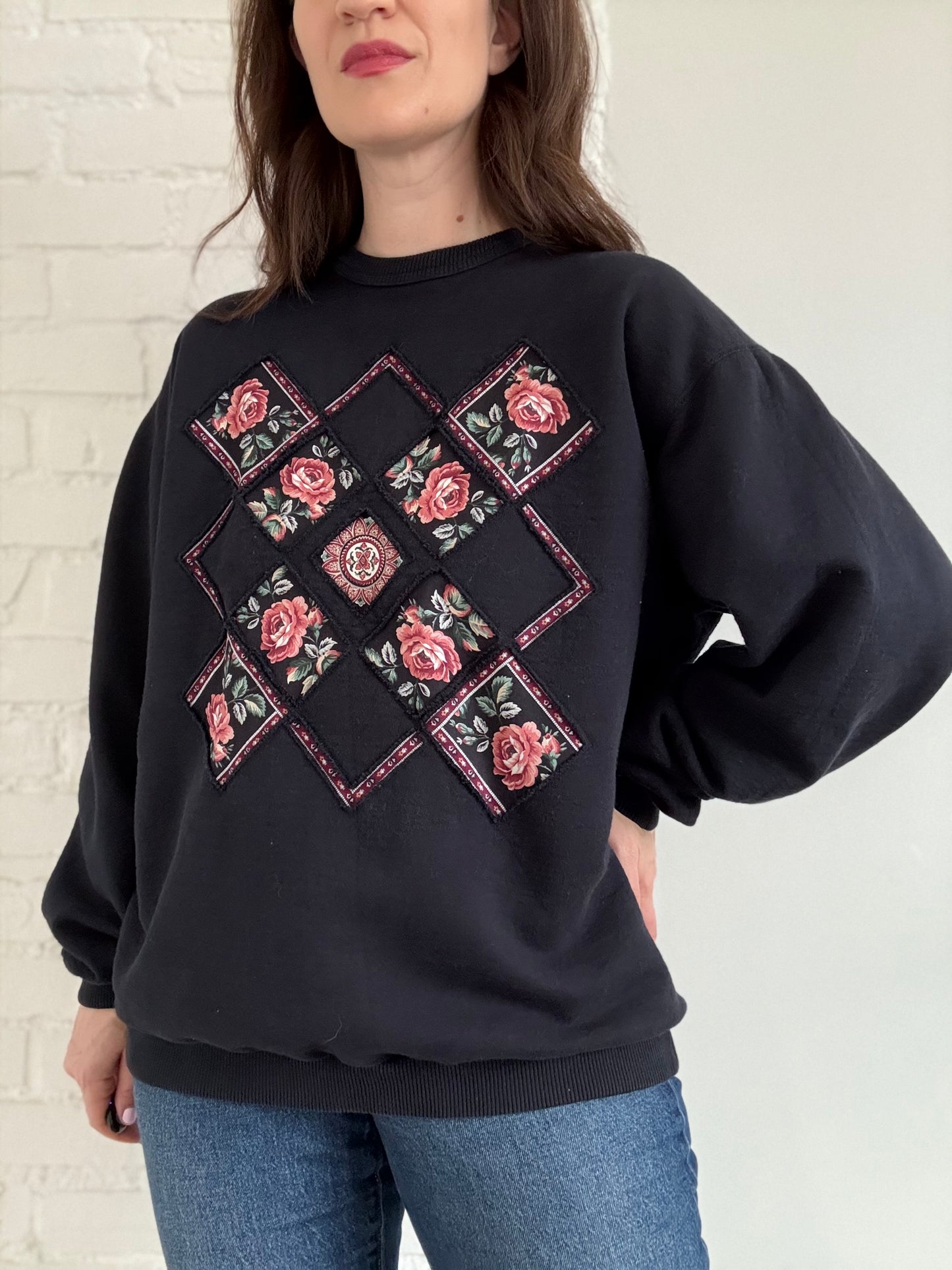 Quilted Floral Crewneck - Sz. XL