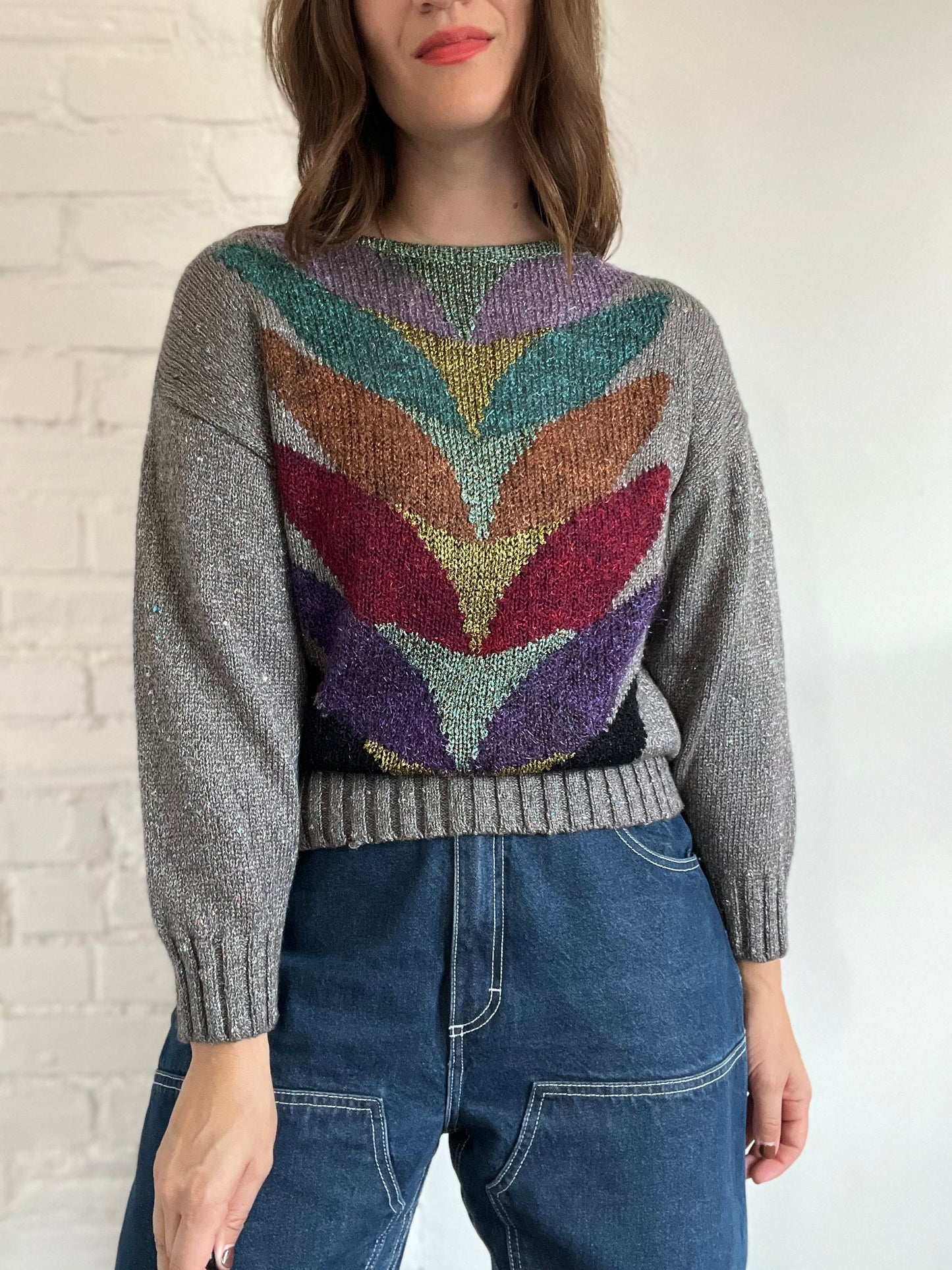 Metallic Colourful Knit Sweater - Size M