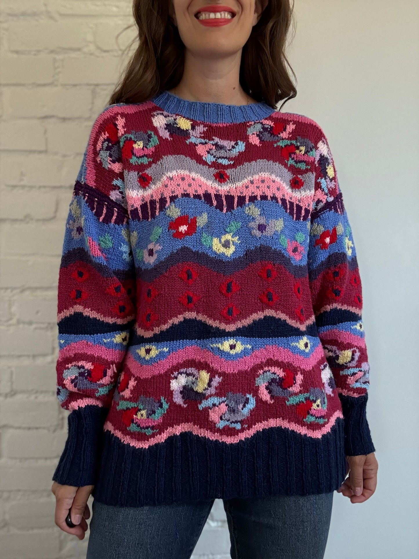 Vintage Abstract Knit Sweater - Size L