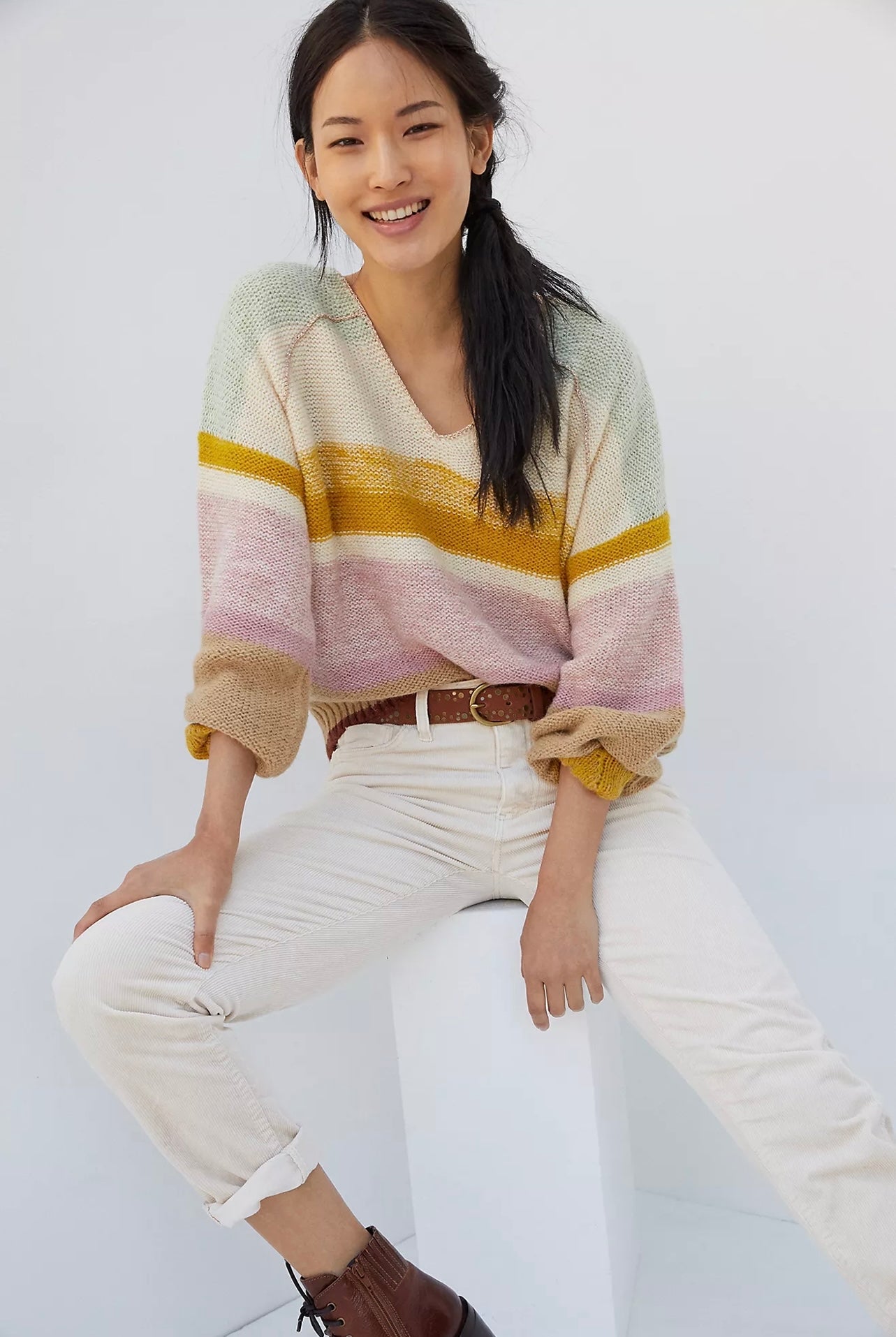 Golden Neutral Relaxed Sweater - XL