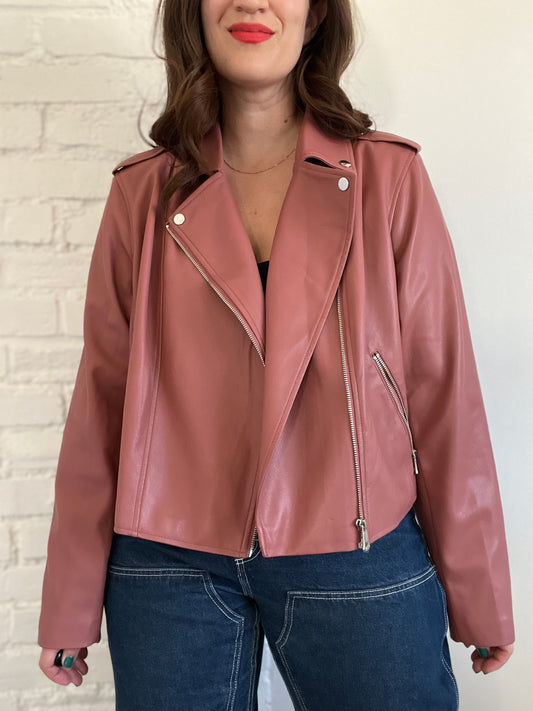 Faux Leather Moto Jacket - Size XXL
