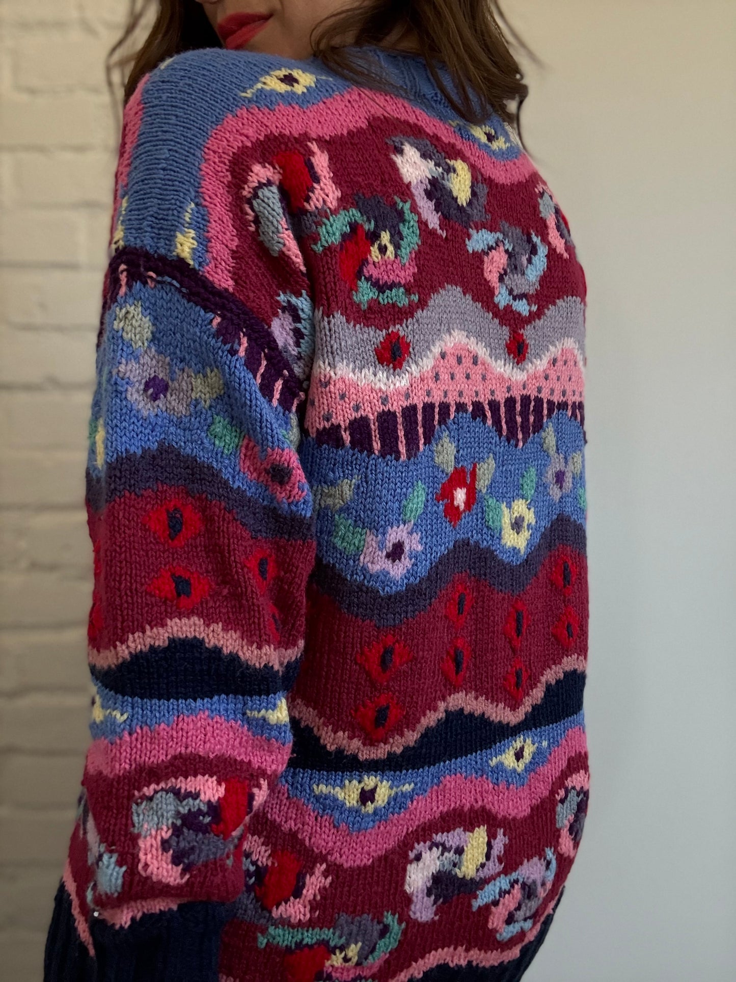 Vintage Abstract Knit Sweater - Size L