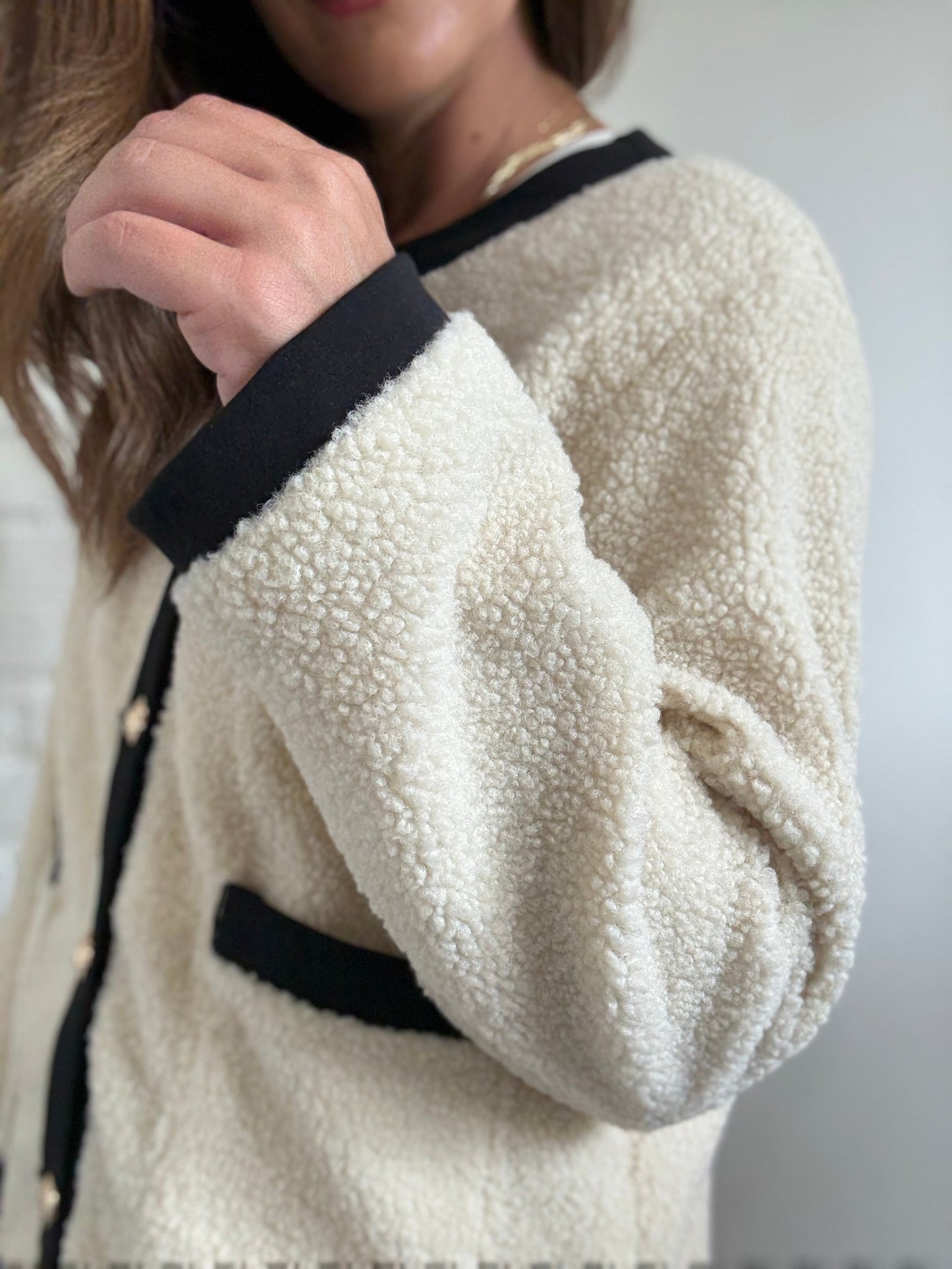 Teddy Boucle Ivory Coat- Size L/XL