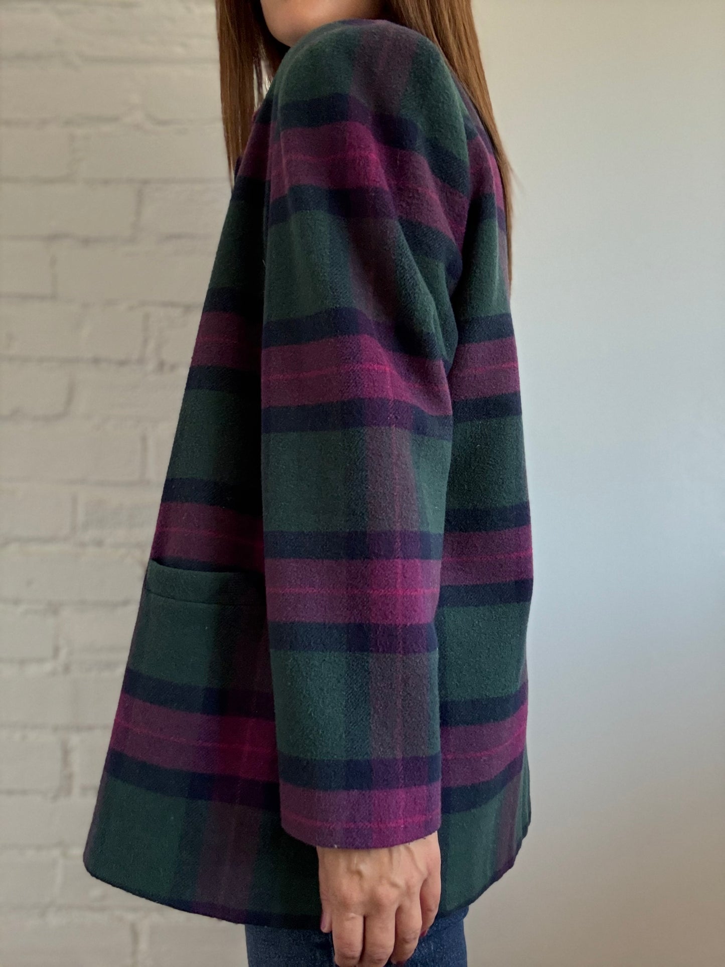 Wool Plaid Menswear Blazer - Size 16 or XL