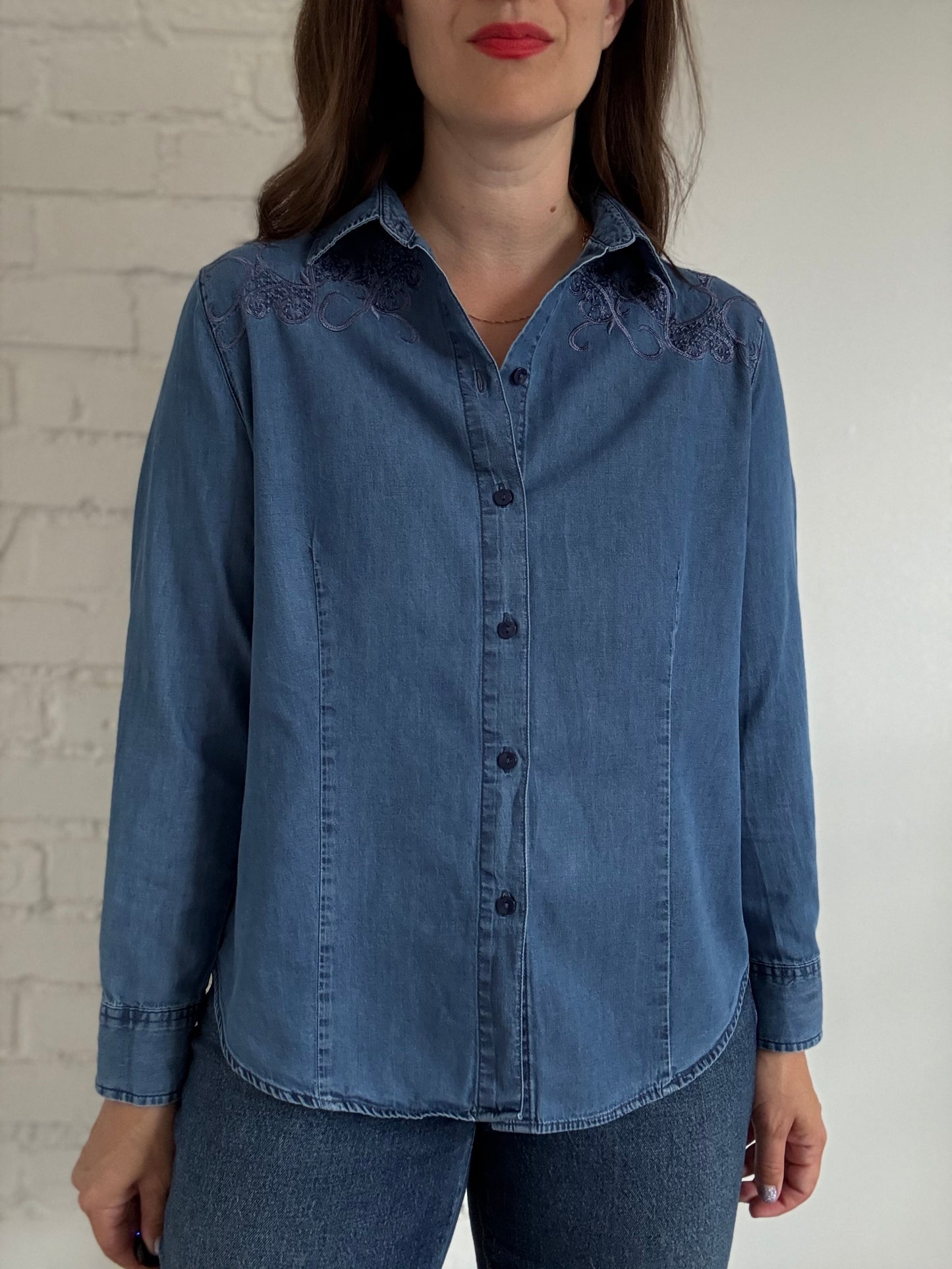 Chambray Cotton Denim Shirt - Size L