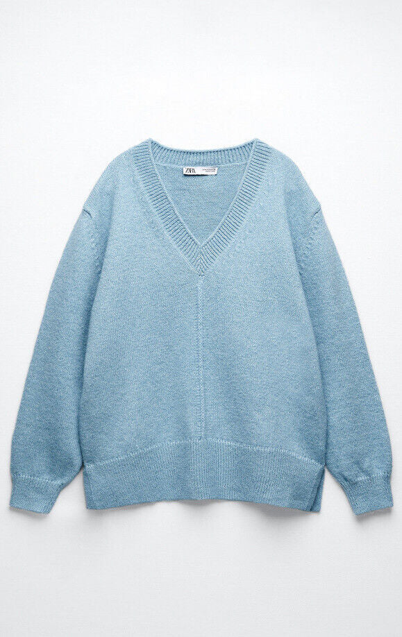 Blue Knitted Jumper - M