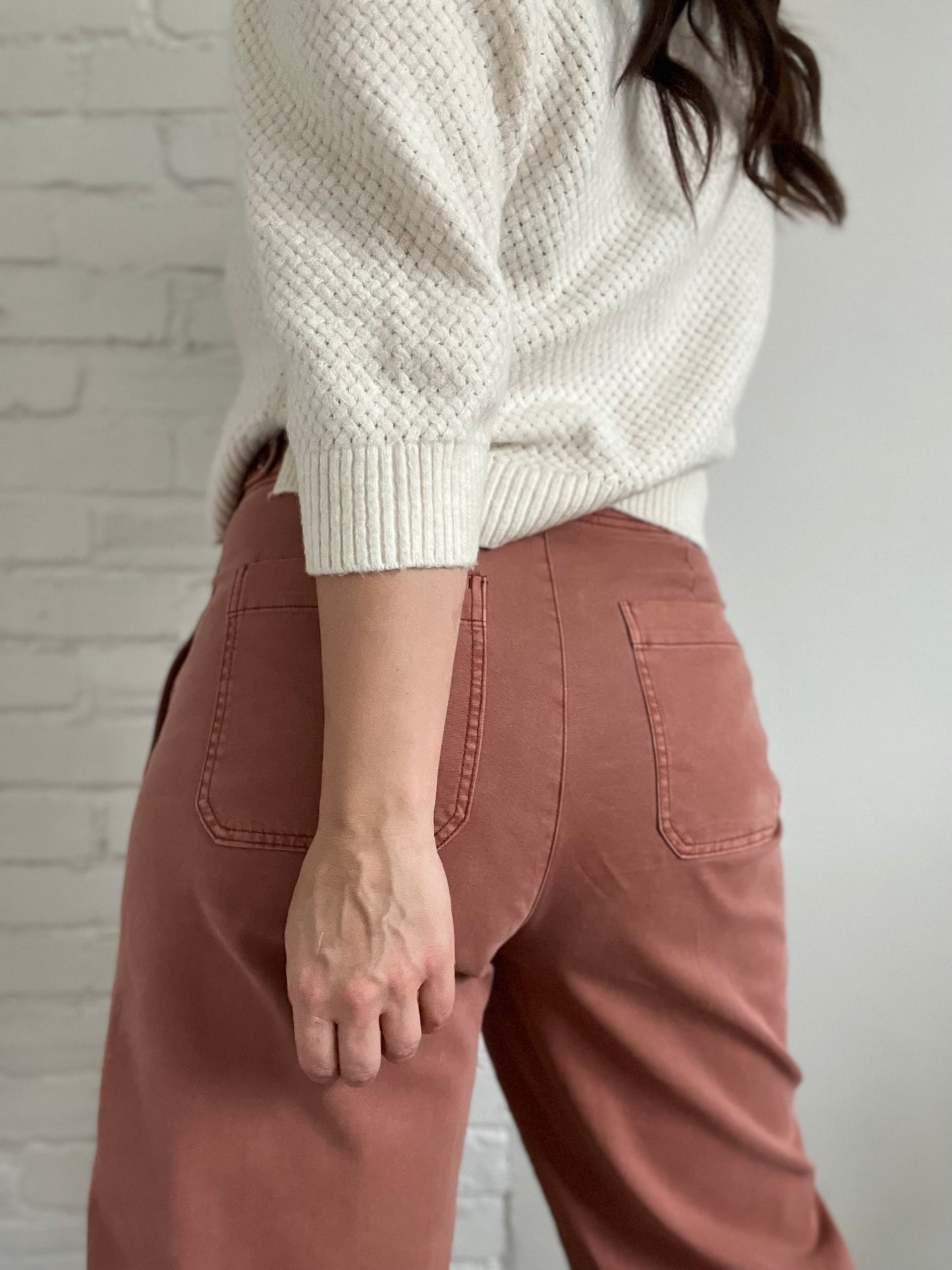 High-Waisted Wide-Leg Workwear Pants - Size 12