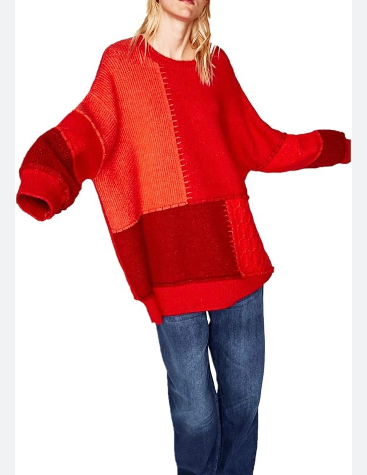 Oversized Patchwork Sweater - S (Oversized)