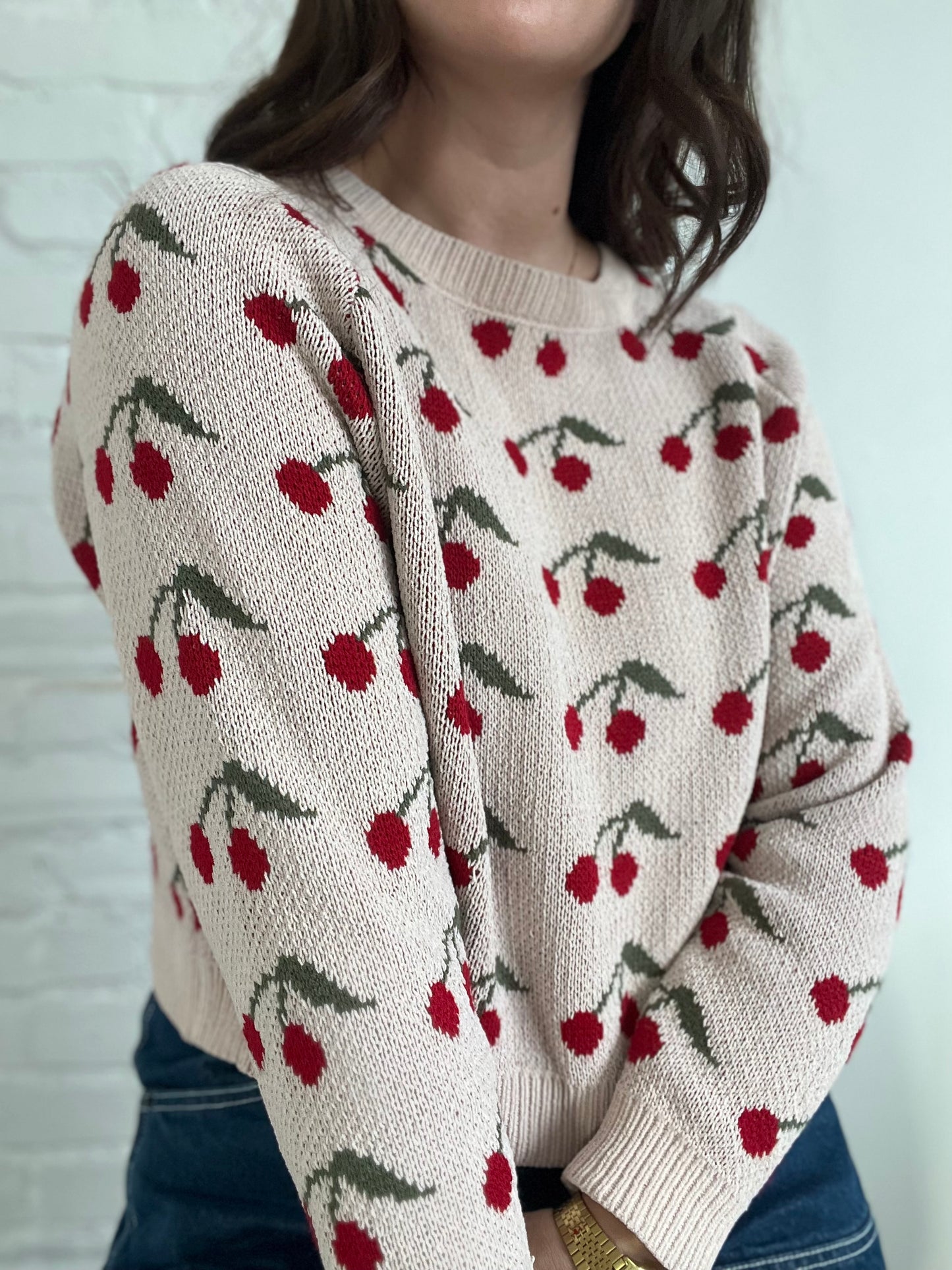 Cropped Cherries Knit - Size L/XL