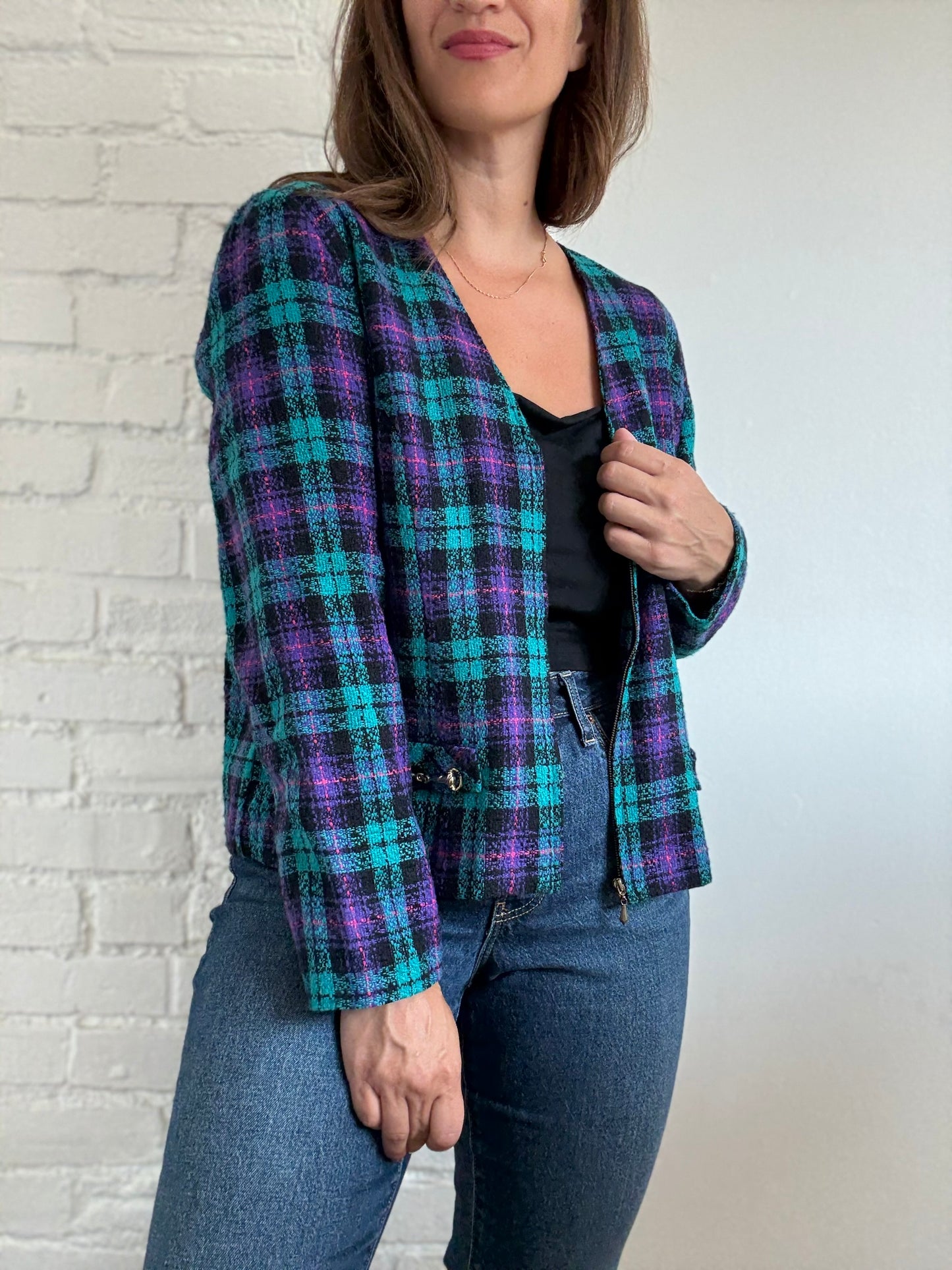 Retro Plaid Blazer - Size XL