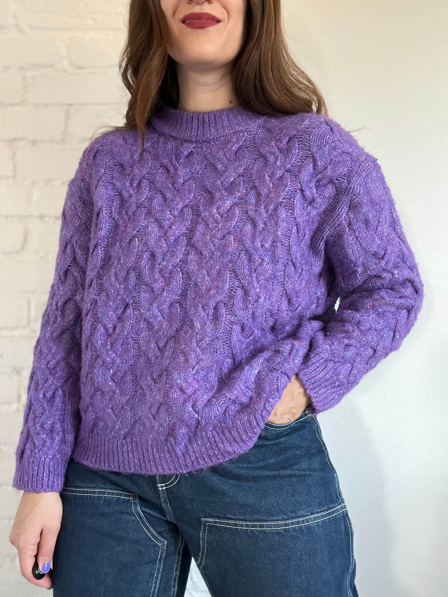 Purple Speckle Cable Knit - S/M