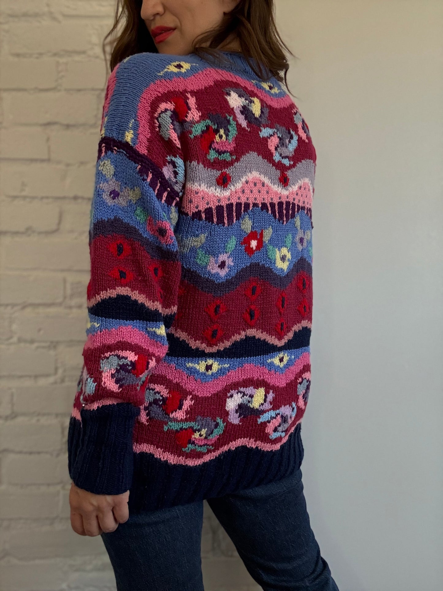 Vintage Abstract Knit Sweater - Size L