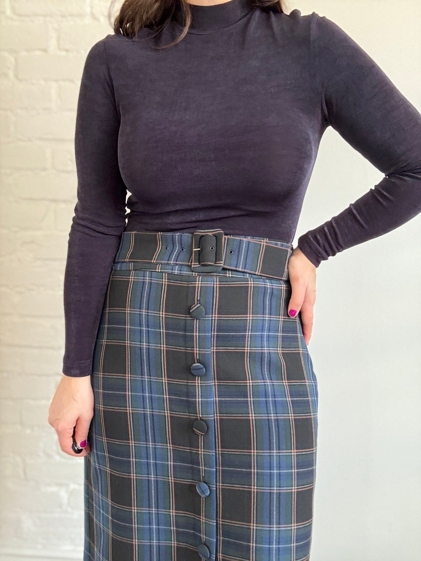 Maeve Bernadette Button Plaid Skirt - Sz. 12/14