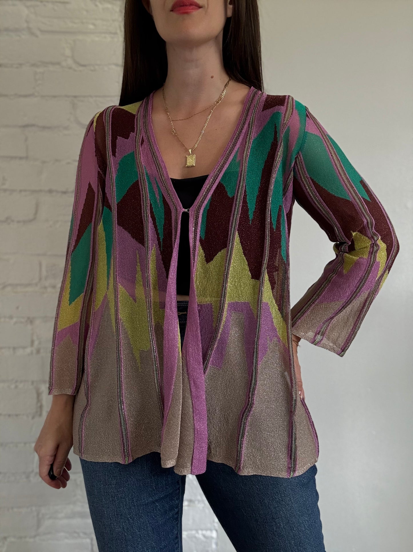 Metallic Abstract Cardigan - Size M/L