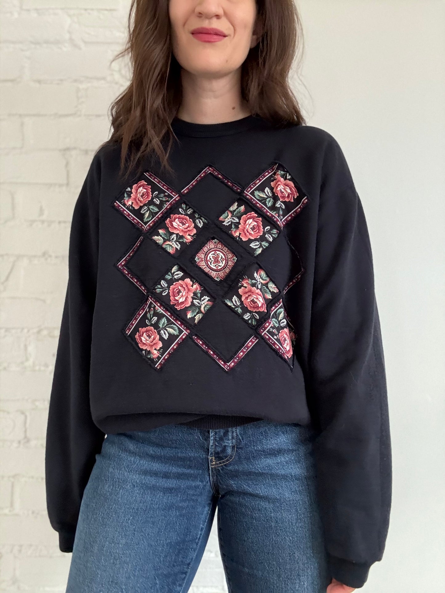 Quilted Floral Crewneck - Sz. XL