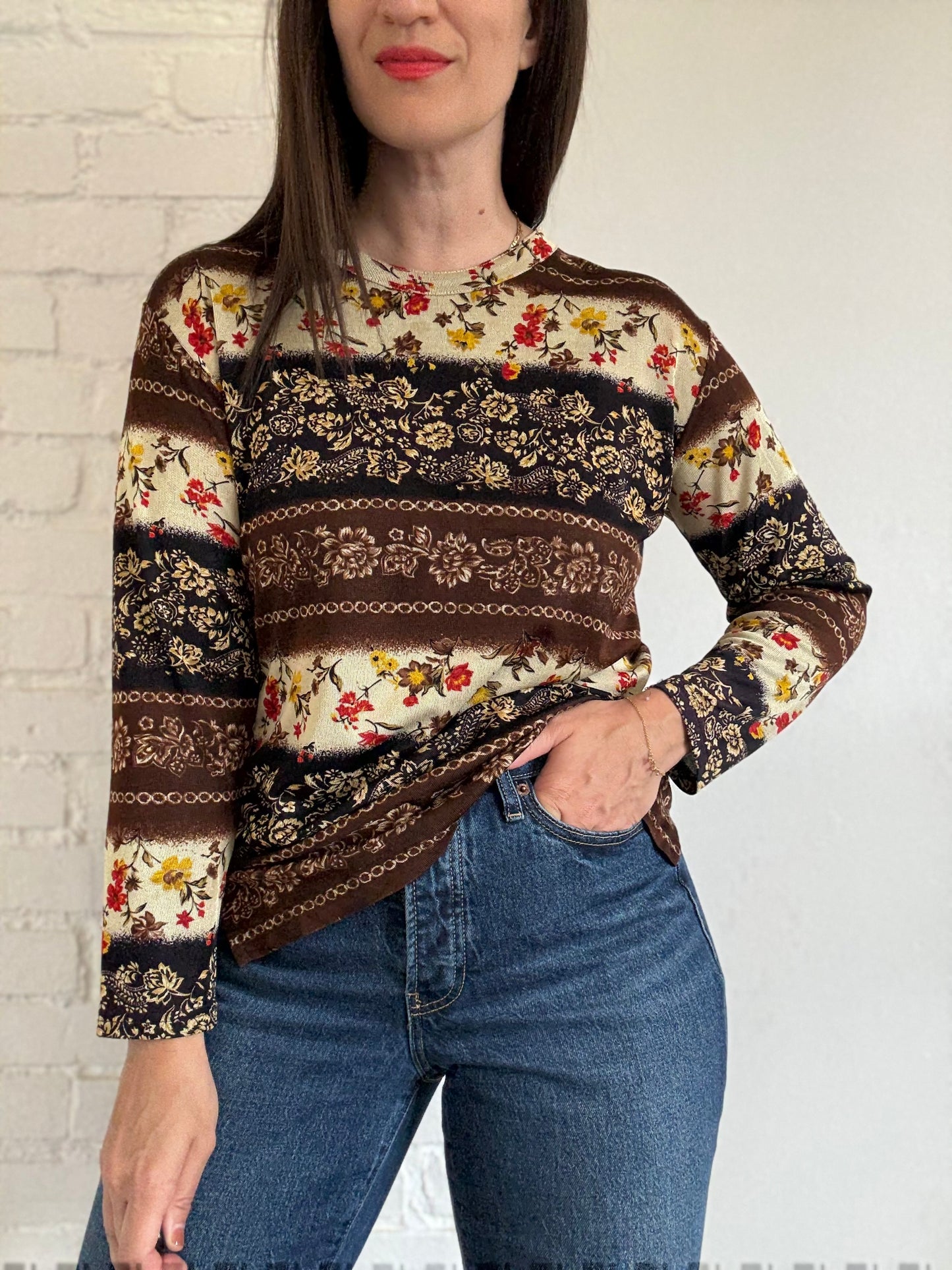 Chocolate Floral Top - Size M/L
