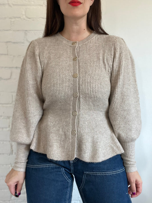 Toasted Coconut Puff Cardigan - M