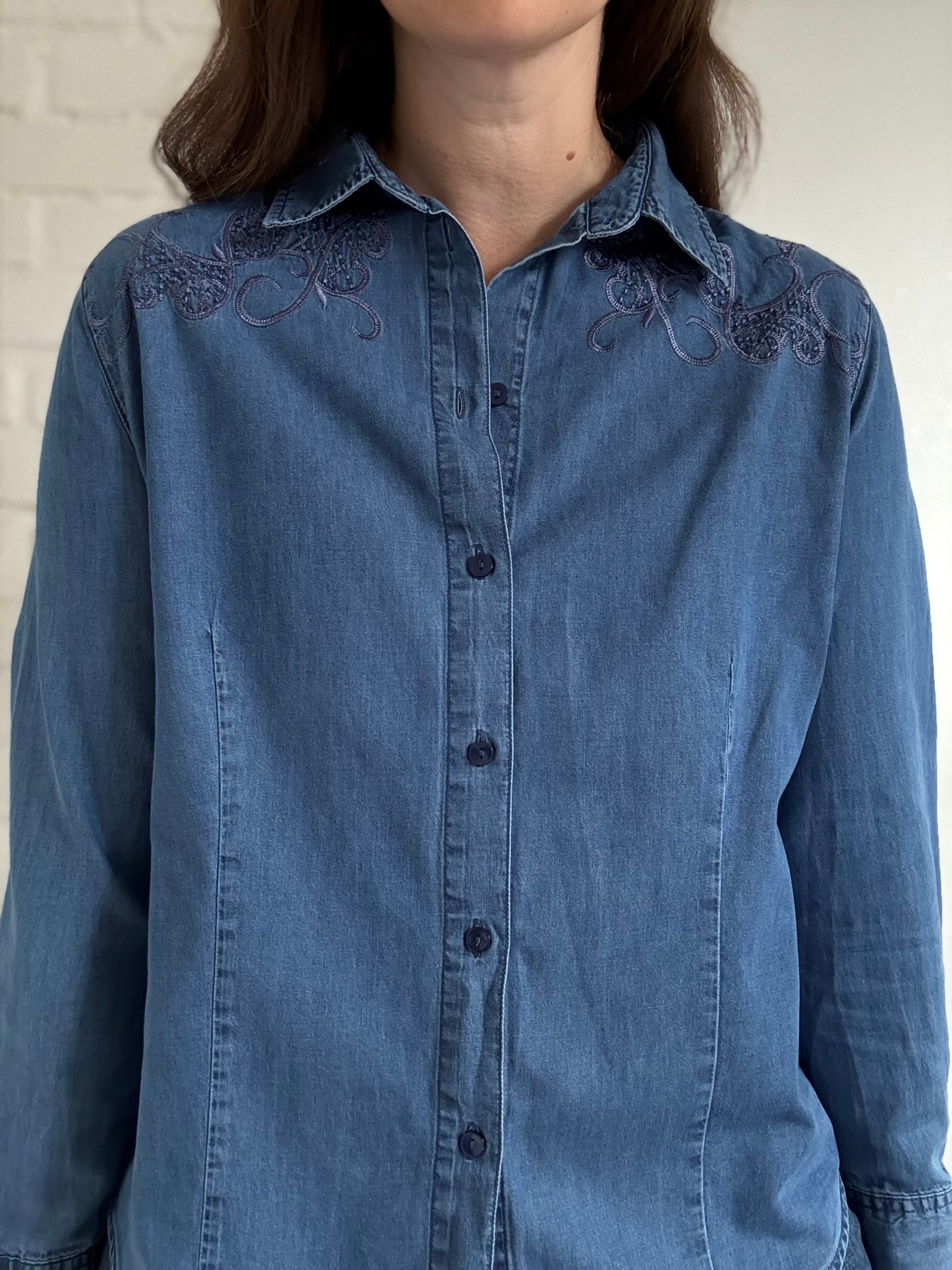 Chambray Cotton Denim Shirt - Size L