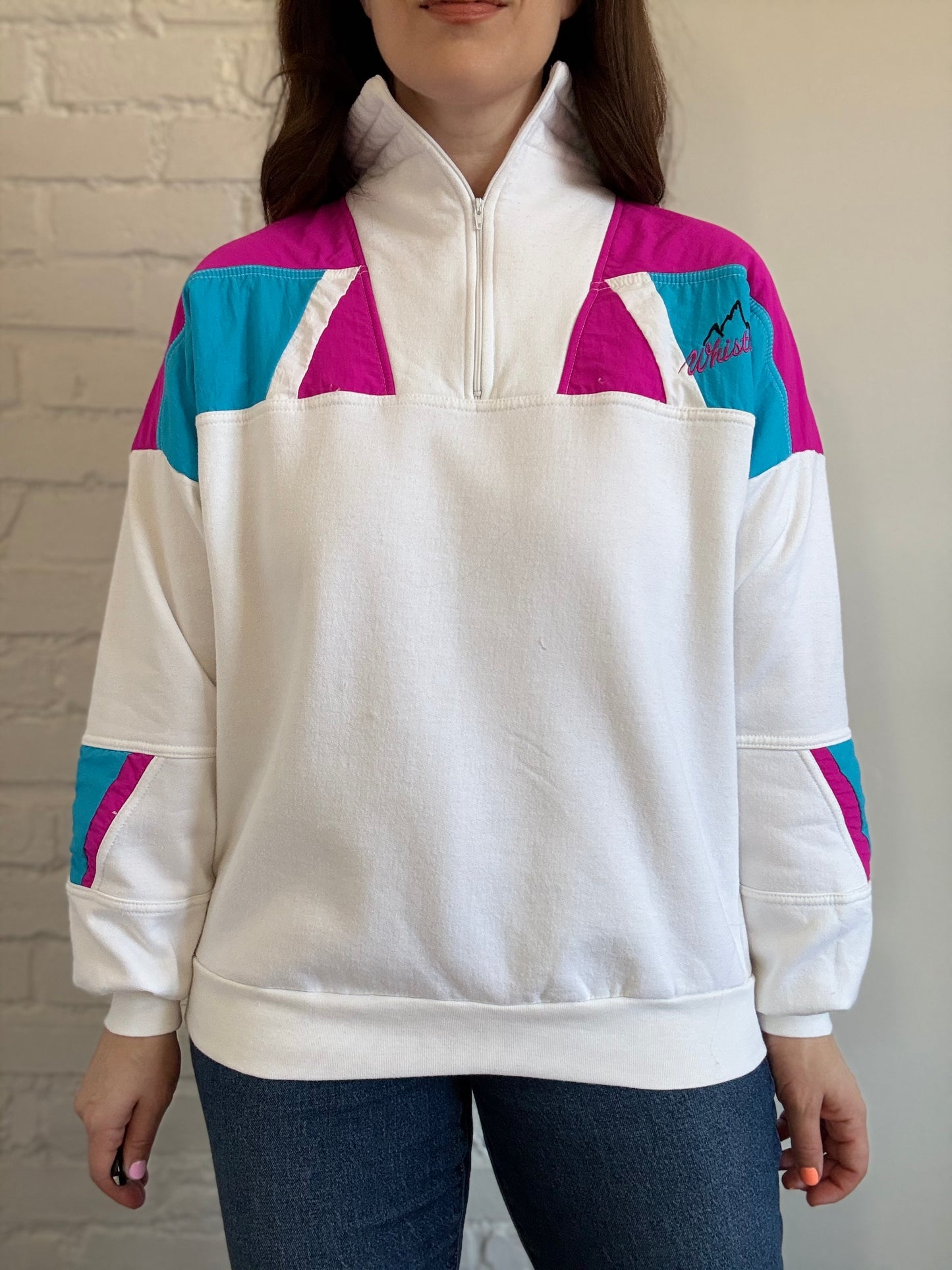 Retro Whistler Quarter Zip Sweater - Size L