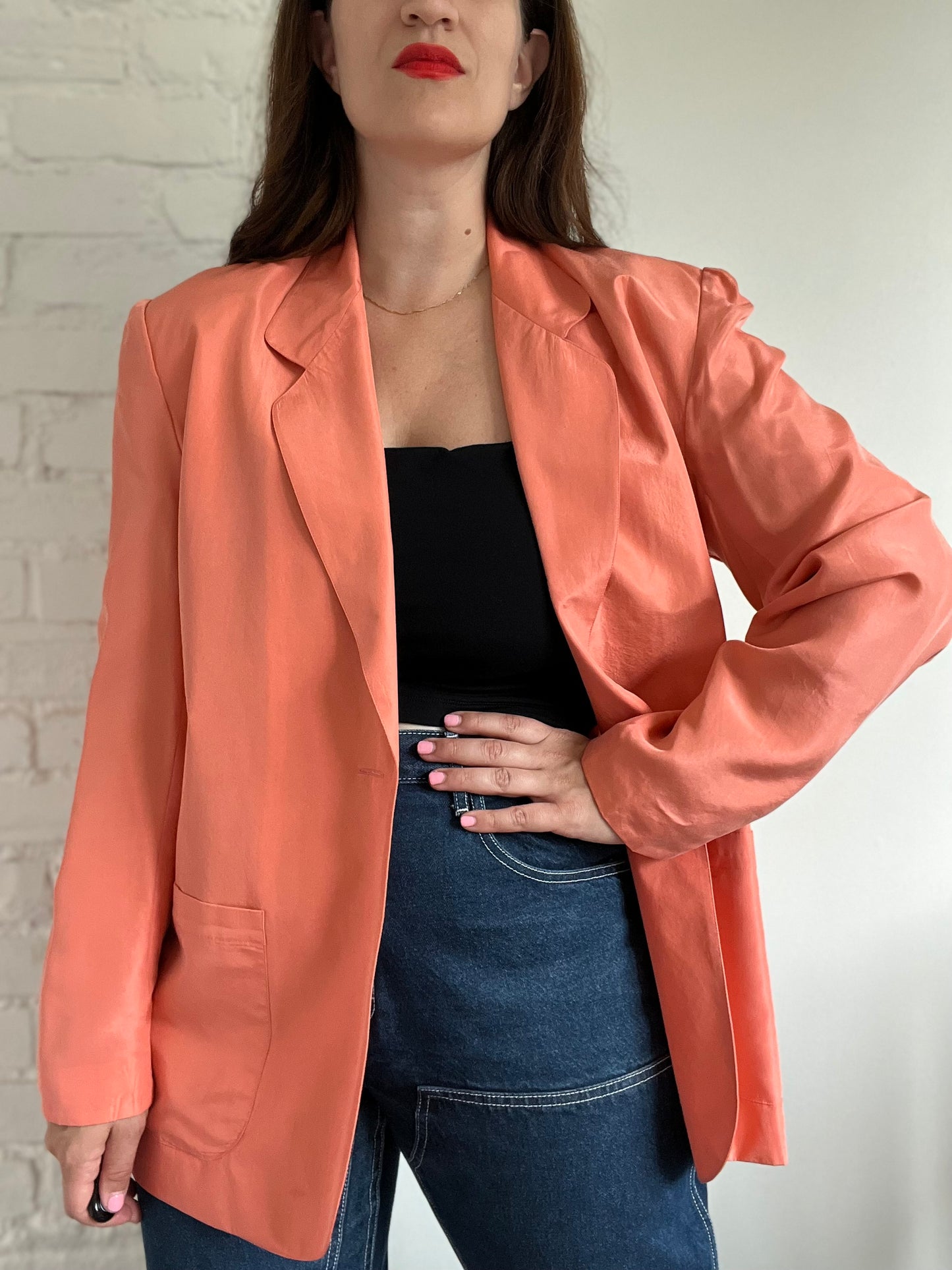 100% Silk Lightweight Blazer - Size XL