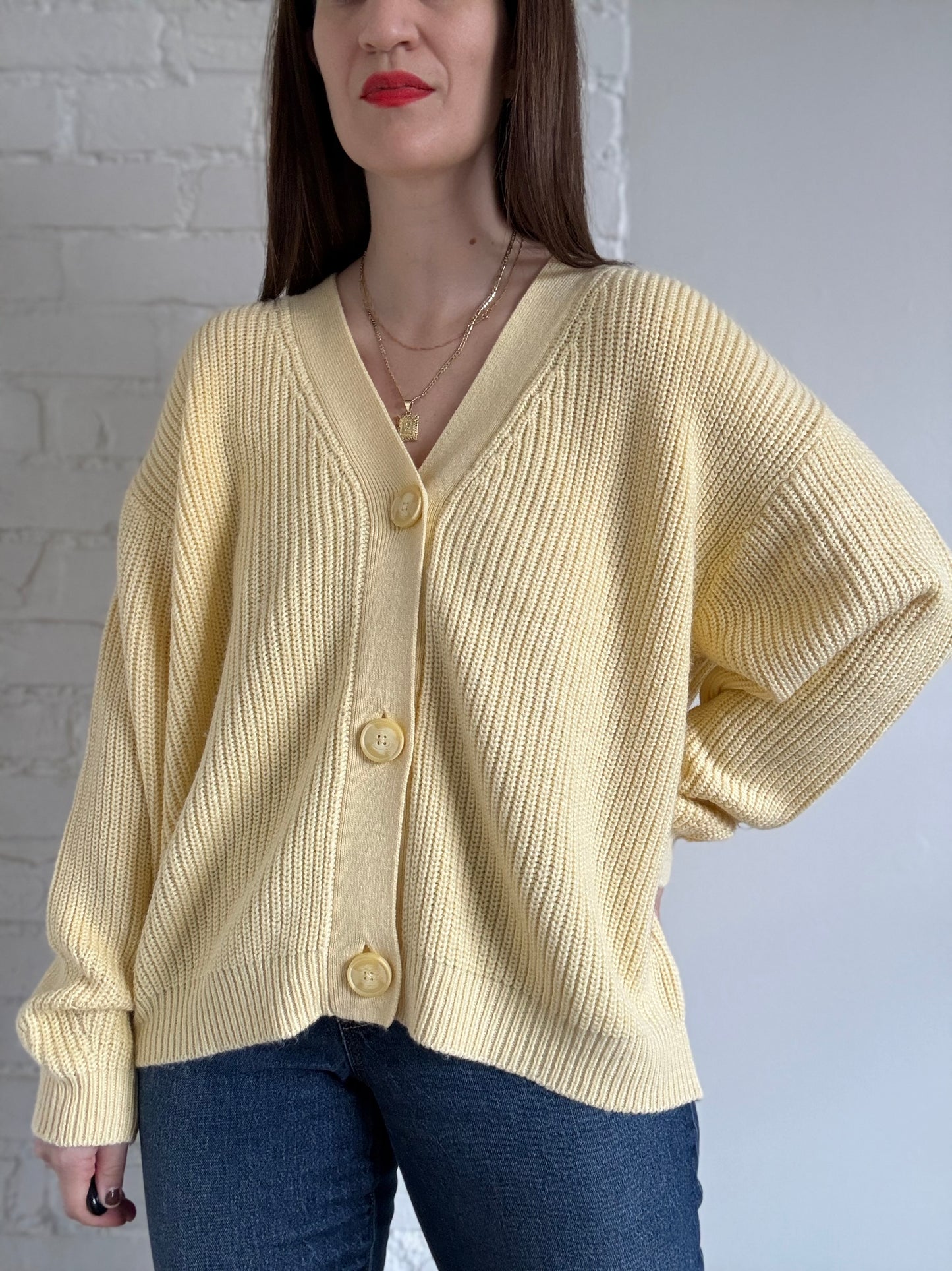 Butter Yellow Knit Cardigan - Sz. XXL