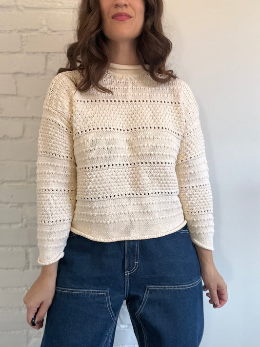 100% Cotton Fisherman Crop Sweater - S/M