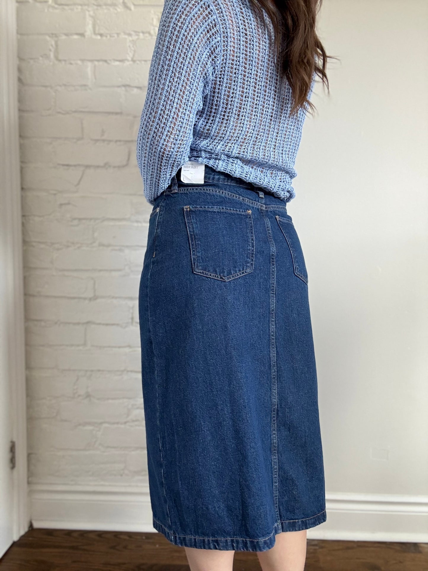 Denim Midi Skirt - Sz.L