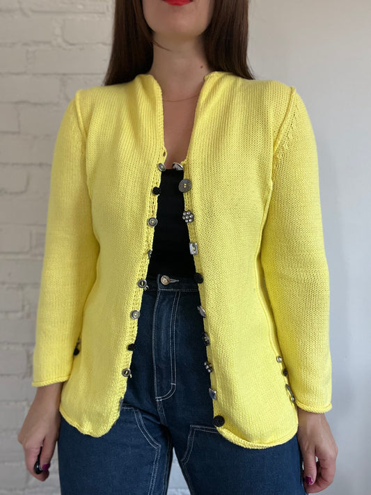 Sunshine Yellow Gemstone Cardigan - M/L