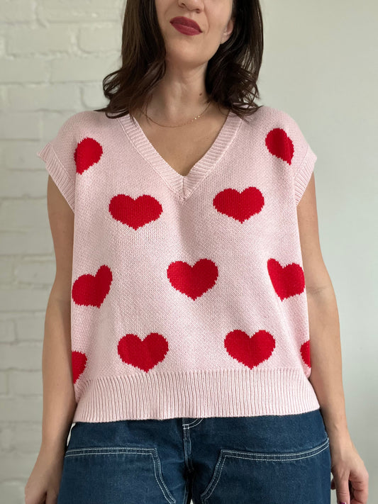 Hearts Sweater Vest - Size XL