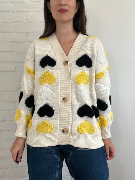 Plush Heart Cardigan - L
