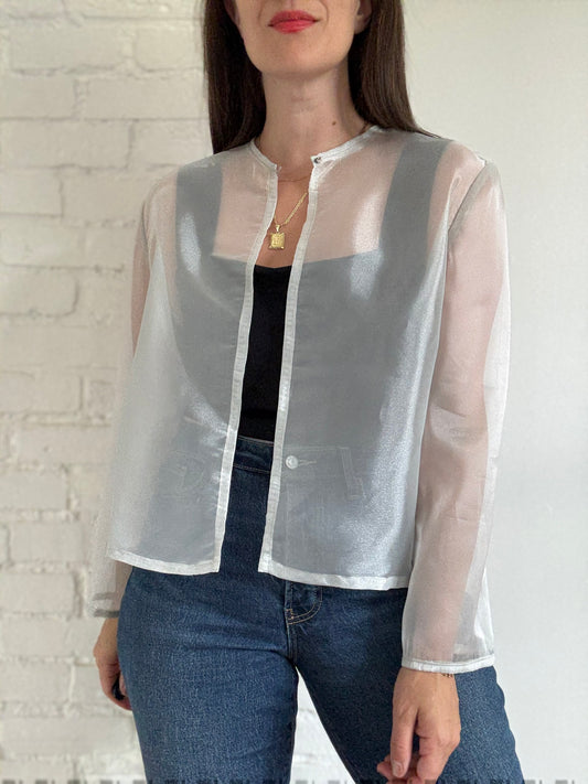 Diamond Silver Mesh Cardigan - Size L