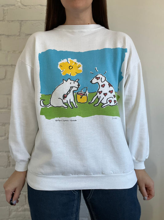 Marci Lipman Dog Painting Crewneck - L