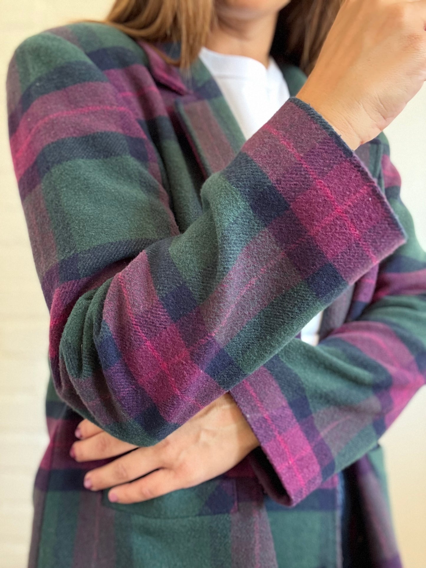 Wool Plaid Menswear Blazer - Size 16 or XL