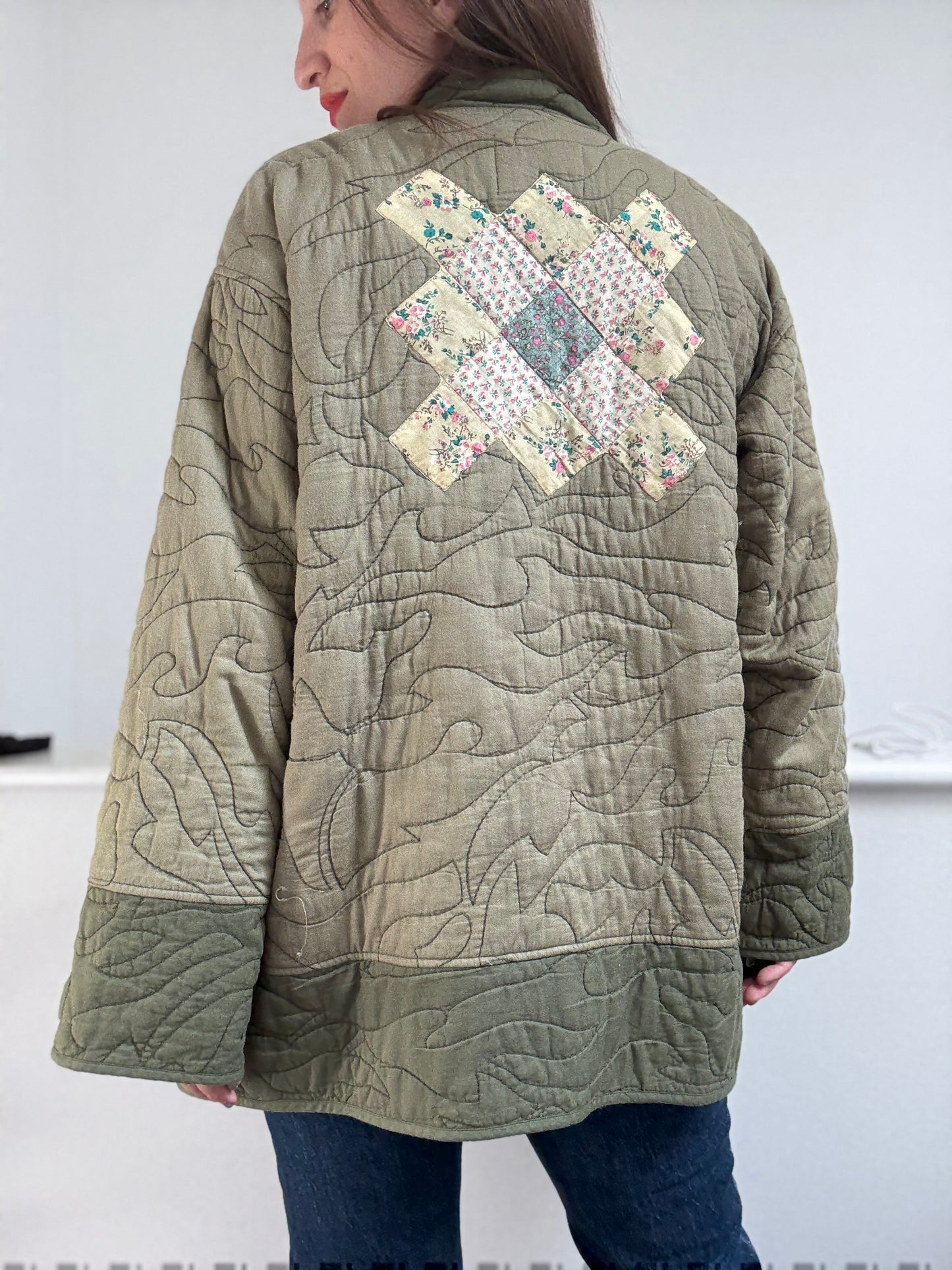 Anthro Quilted Patchwork Jacket - Size XL