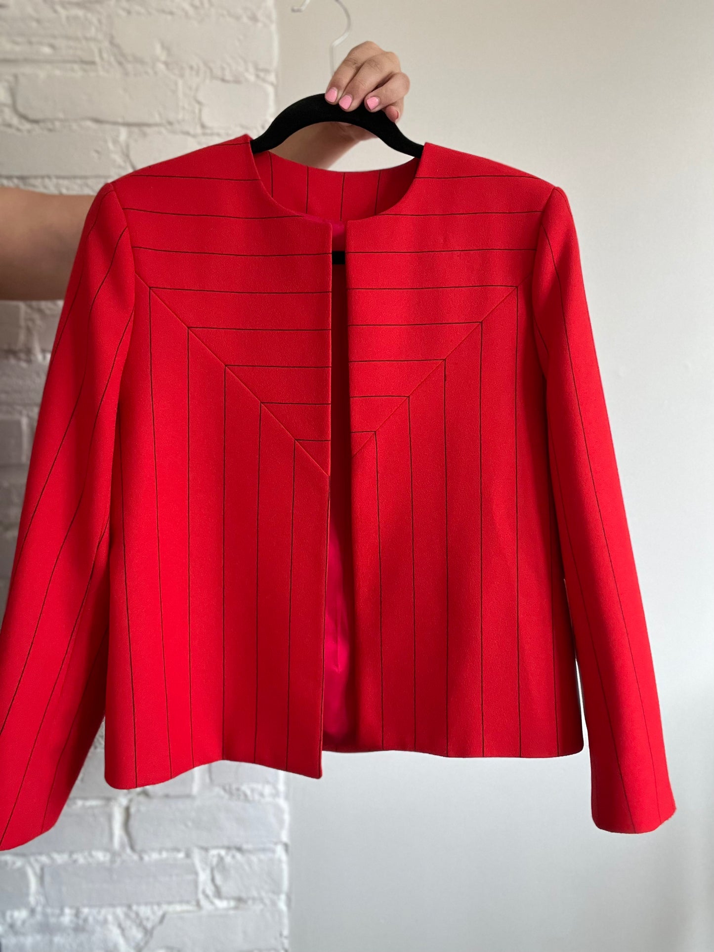 Red Pinstripe Blazer - S