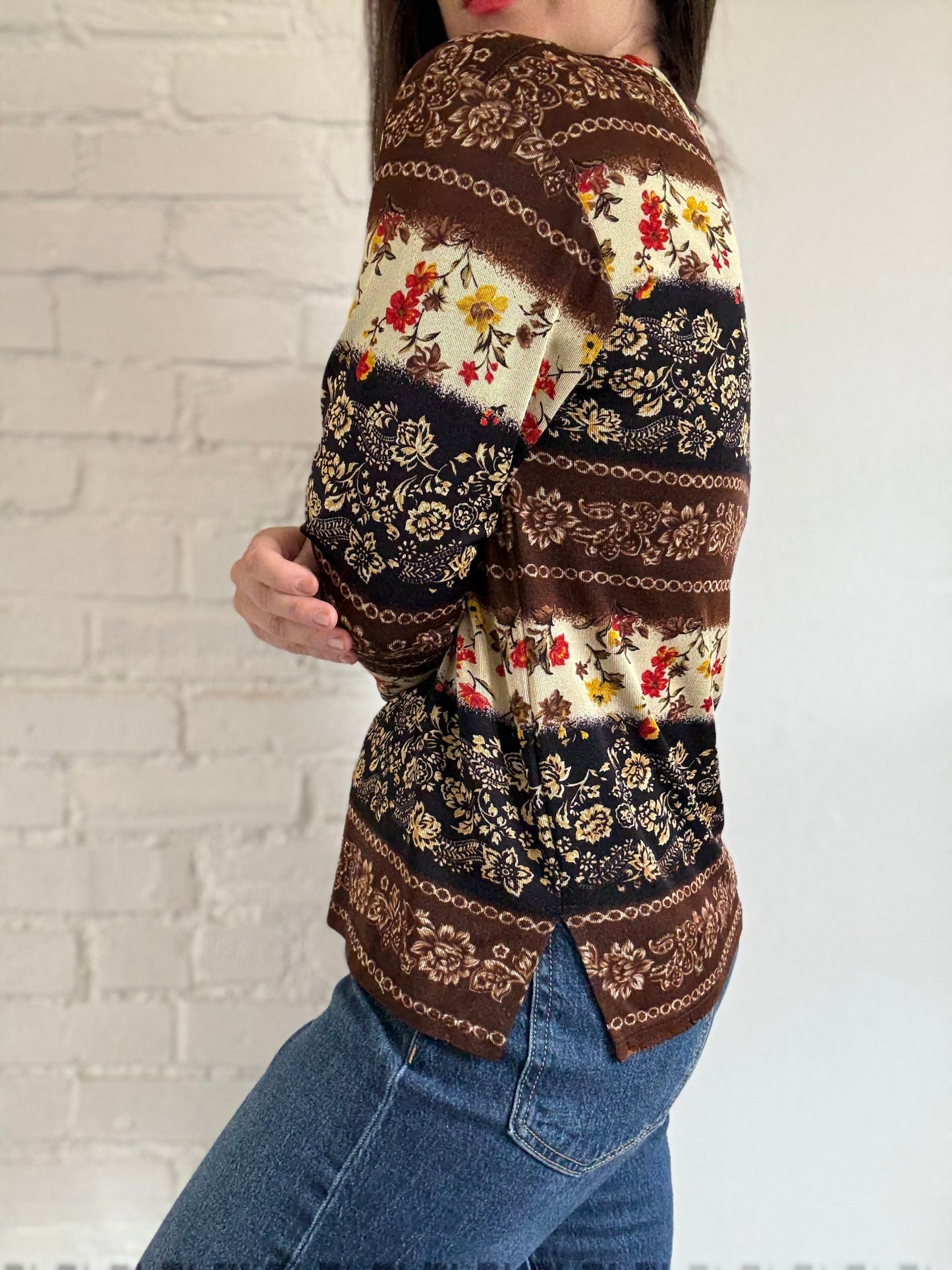 Chocolate Floral Top - Size M/L