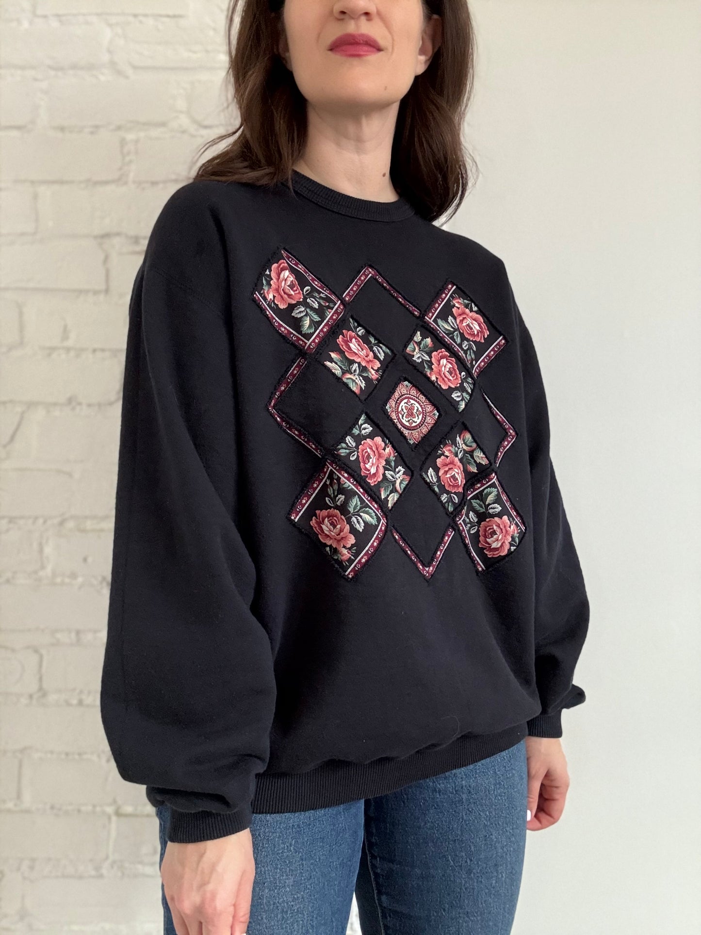 Quilted Floral Crewneck - Sz. XL