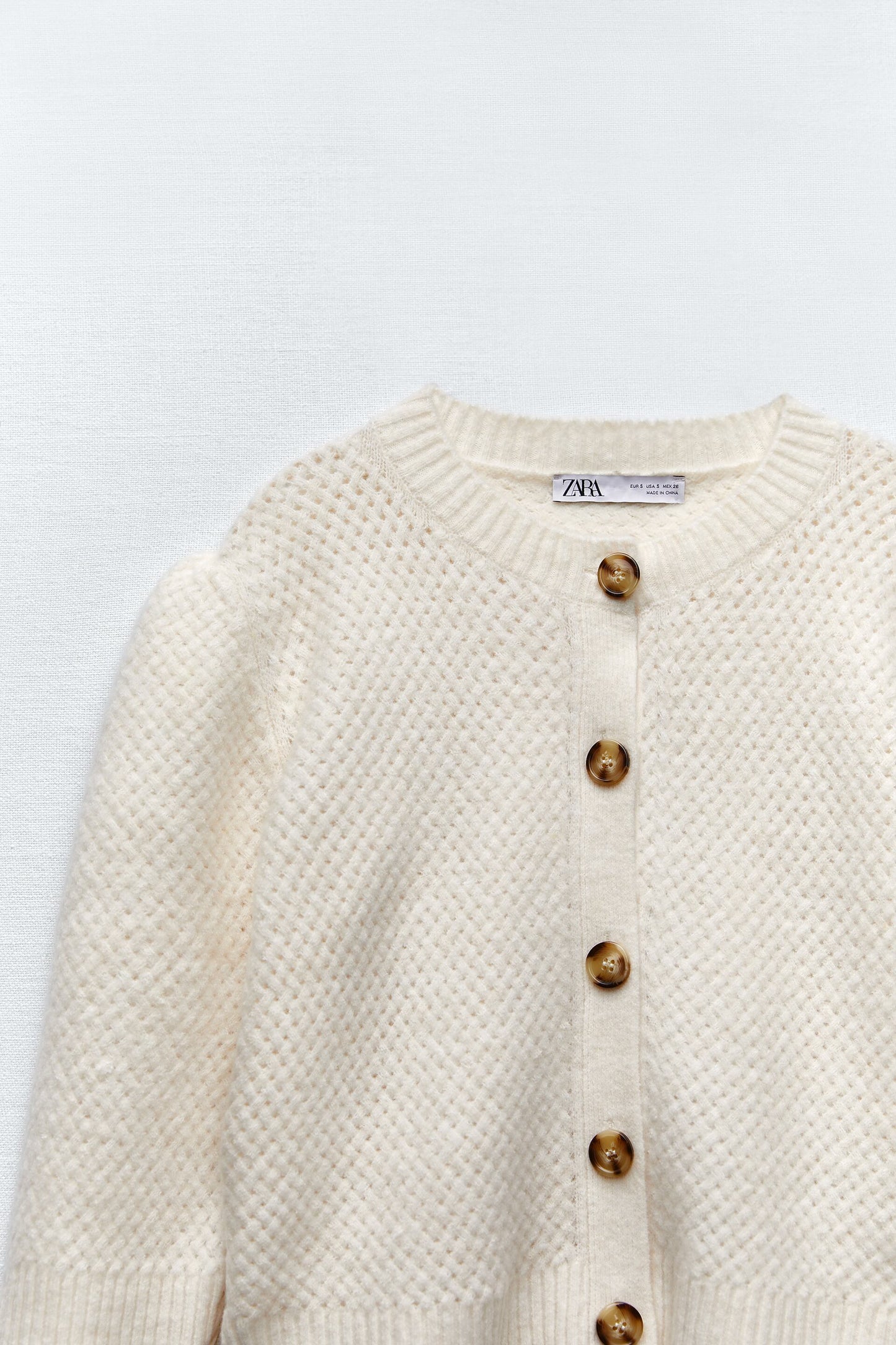 Pouf Sleeve Knit Cardigan - Size L